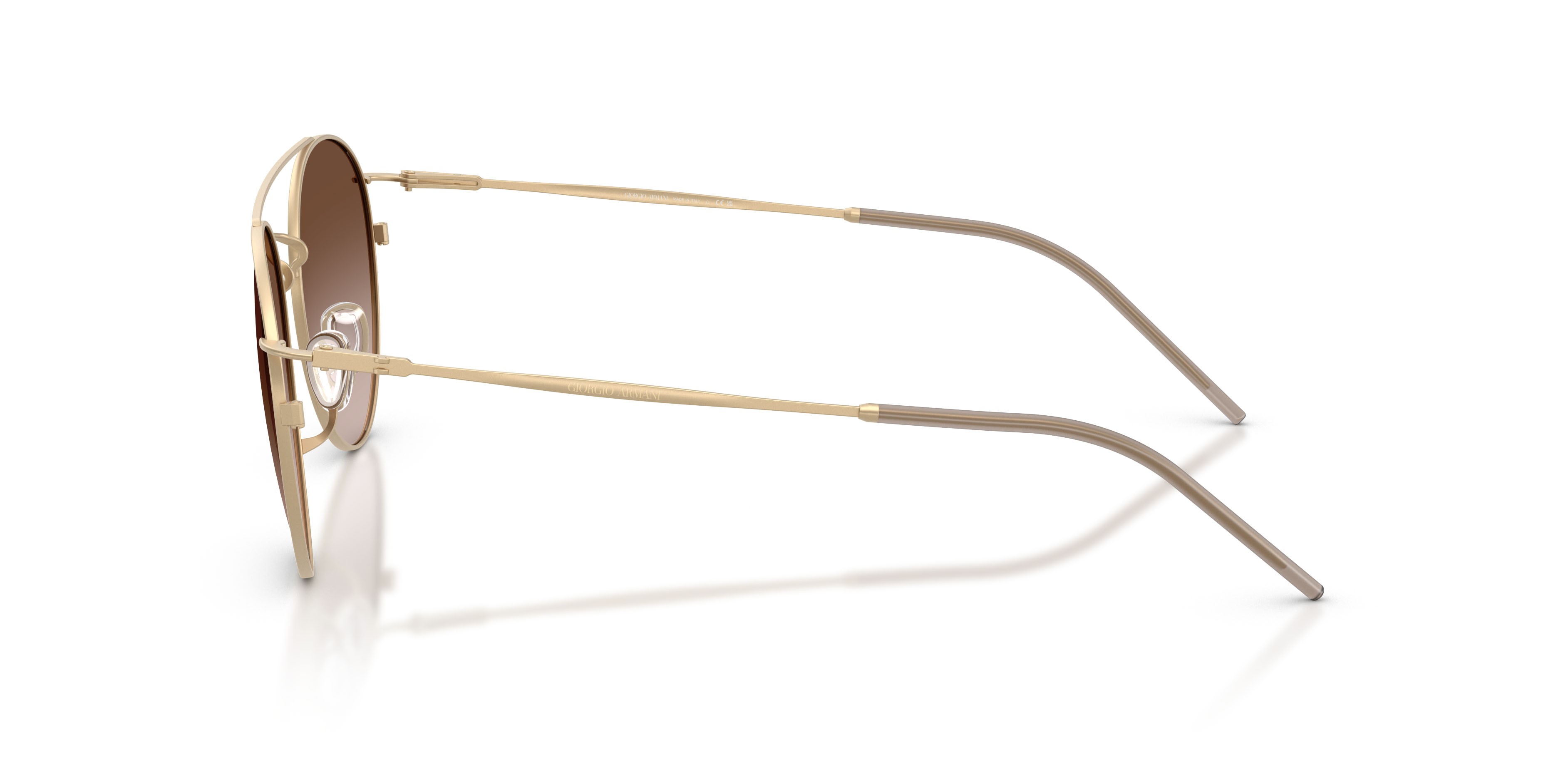Sunglasses Giorgio Armani AR 6183 (300213) color oro pallido opaco shape round lenses marrone sfumato