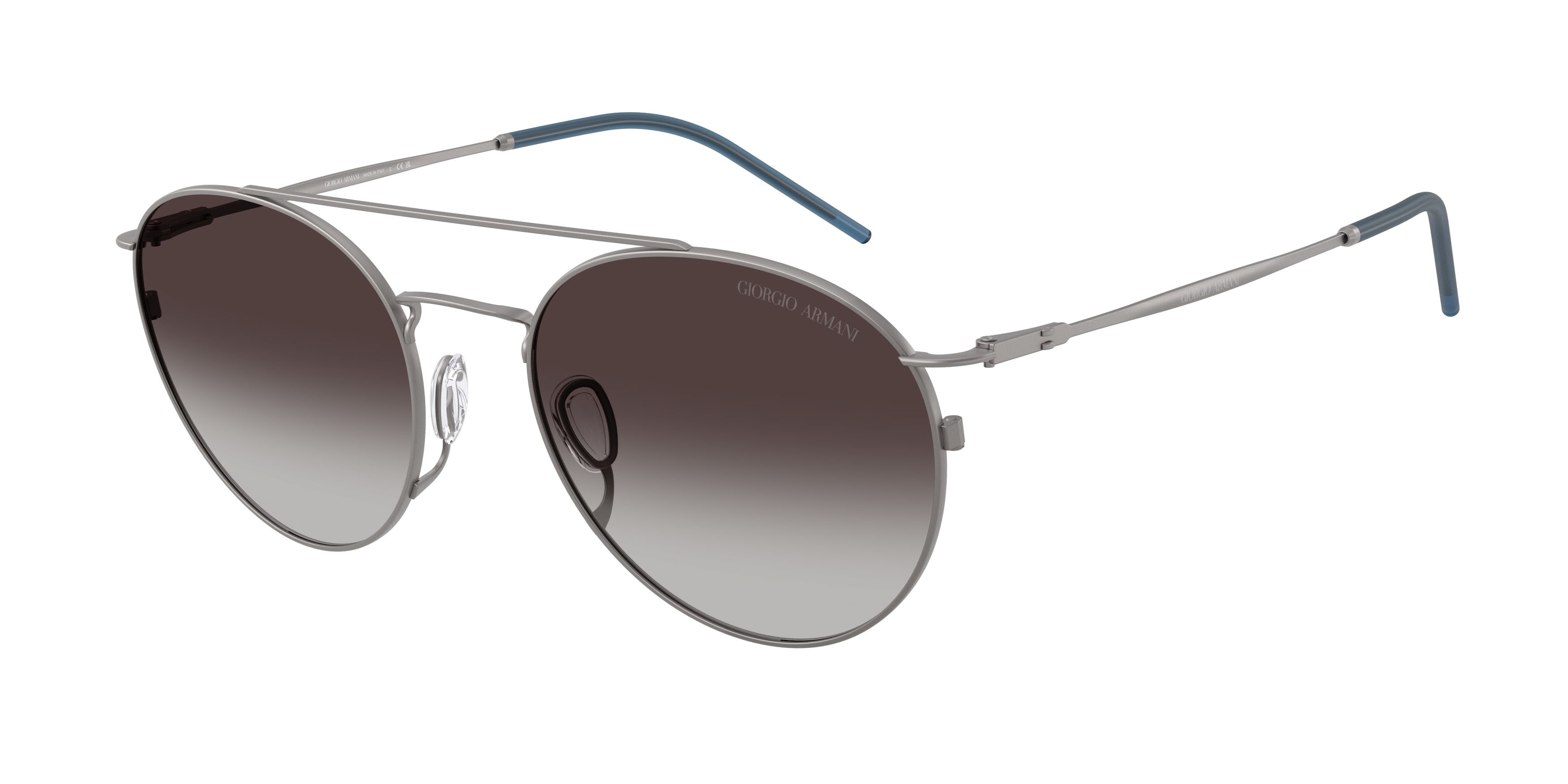 Occhiali da sole Giorgio Armani AR 6183 (30038G) colore gunmetal opaco forma rotondo lenti sfumato grigio