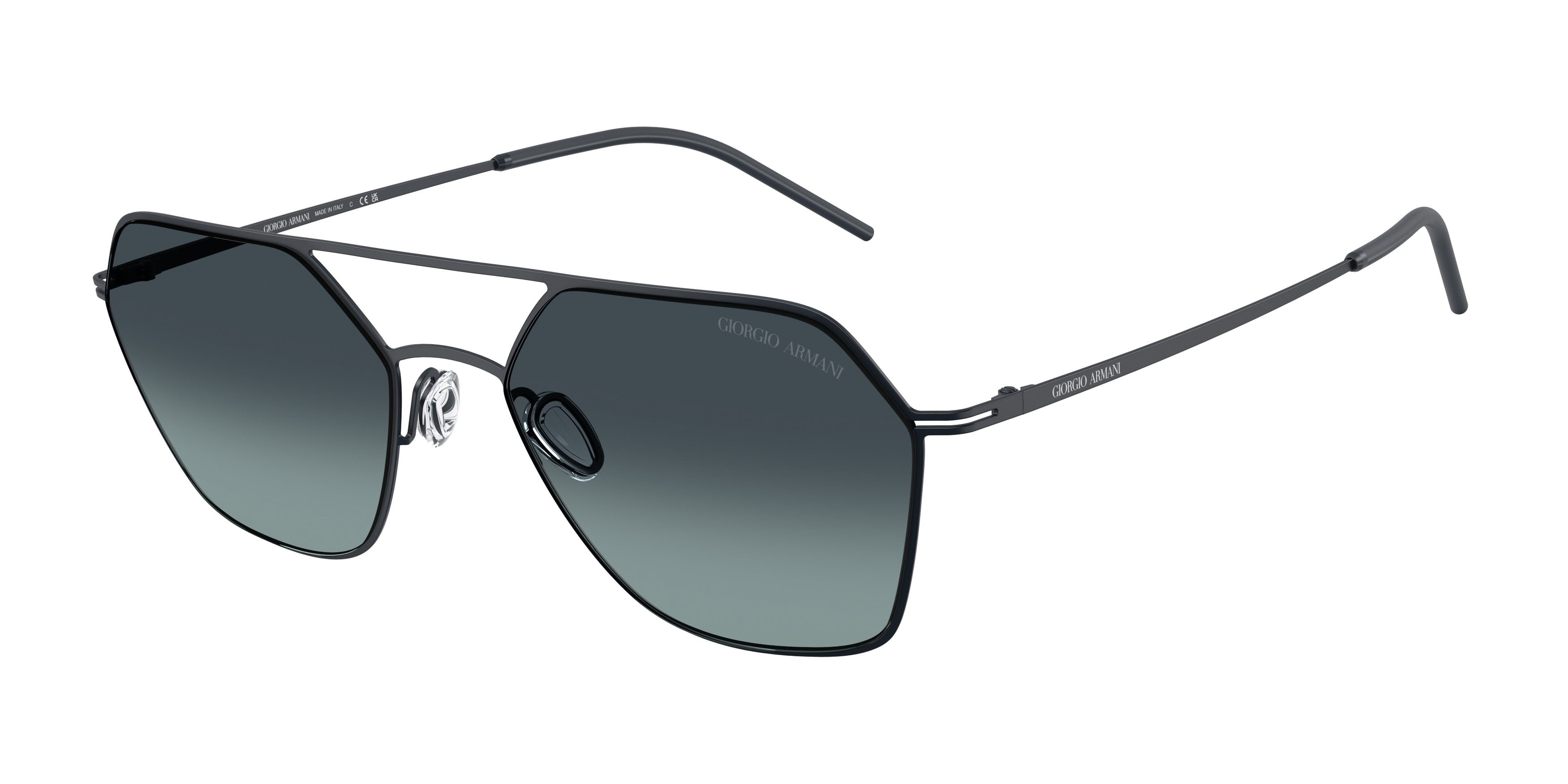 Sunglasses Giorgio Armani AR 6185 (343719) color blu opaco shape square lenses blu sfumato