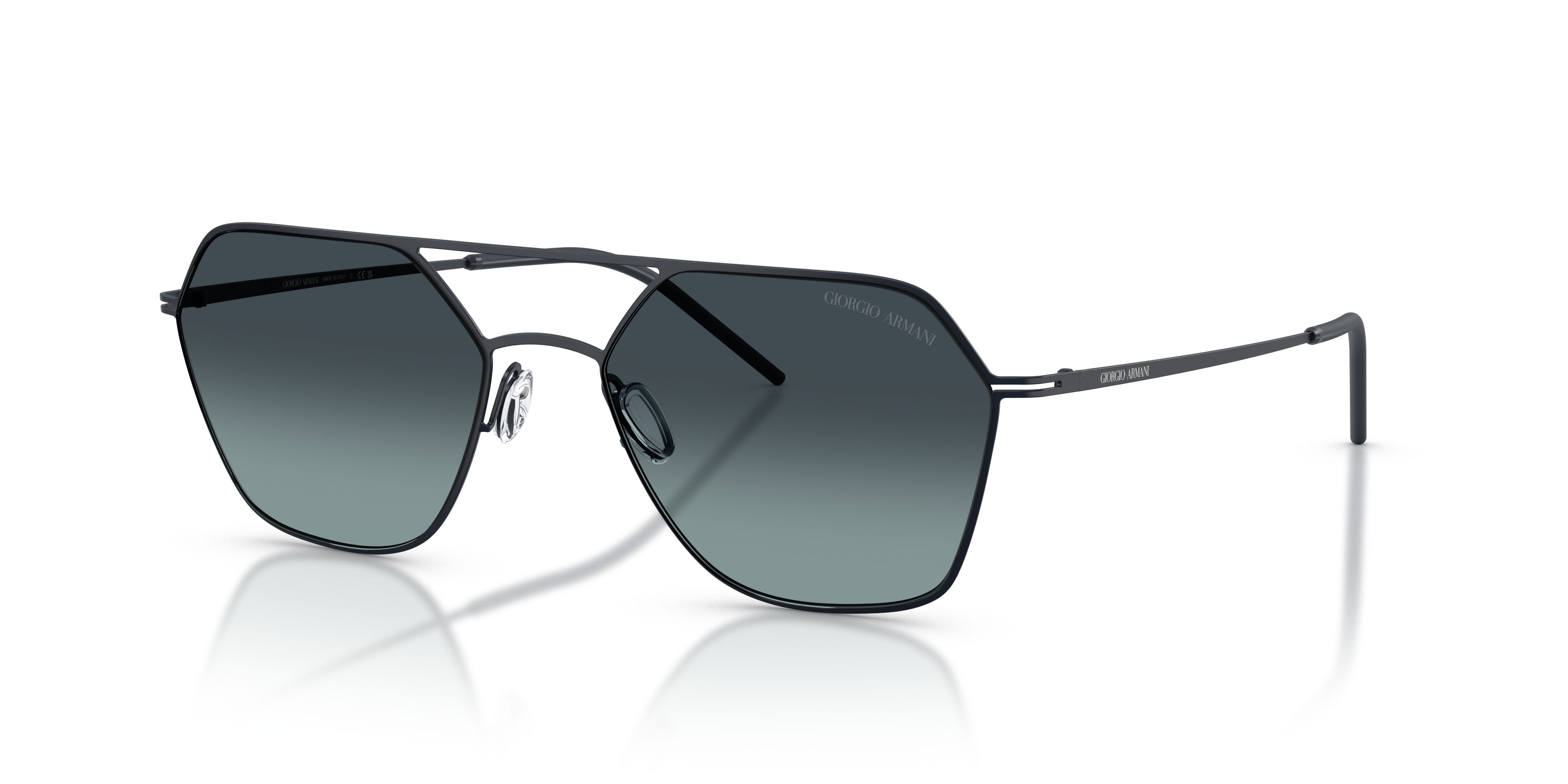 Sunglasses Giorgio Armani AR 6185 (343719) color blu opaco shape square lenses blu sfumato