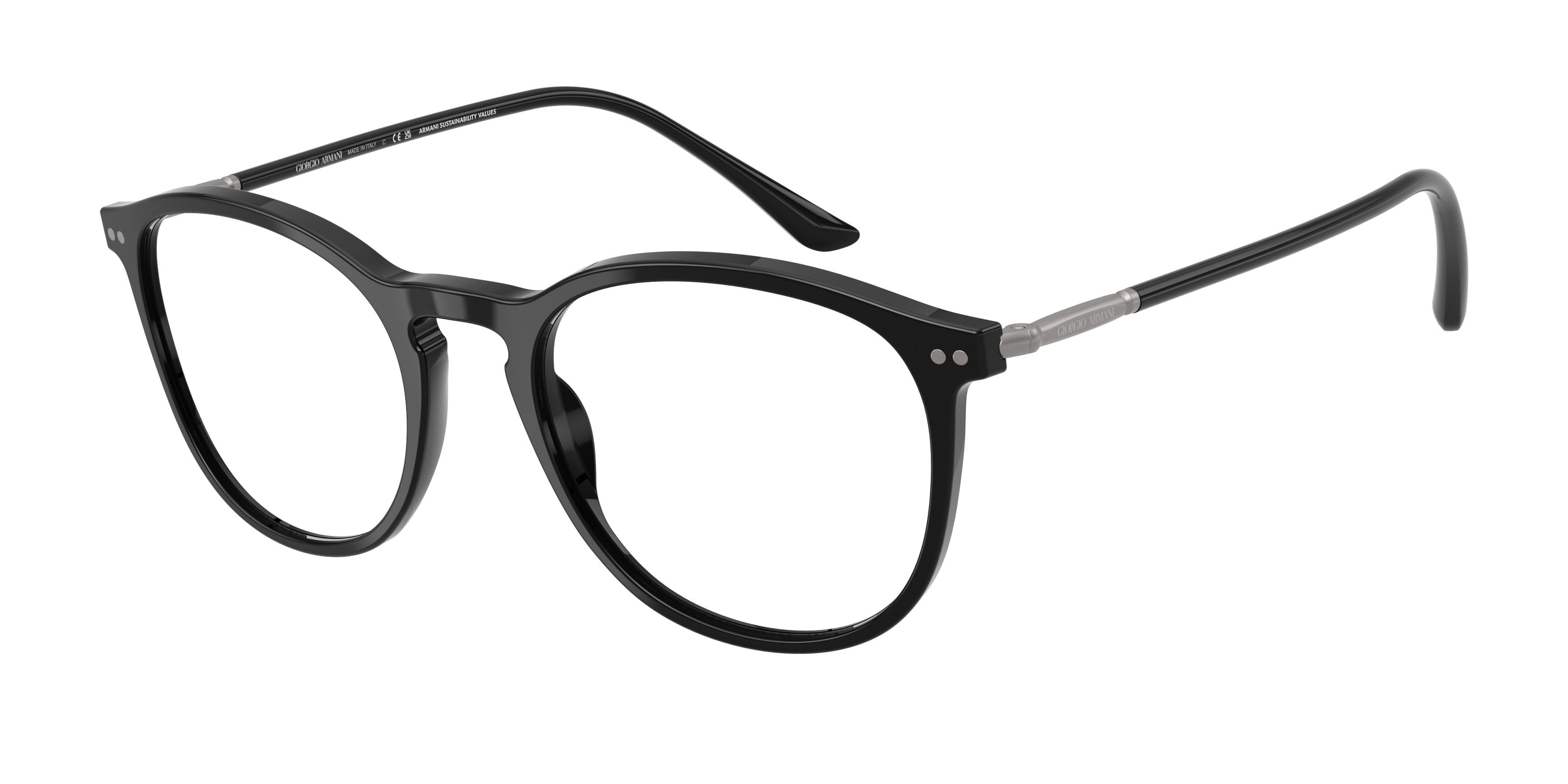 Eyeglasses Giorgio Armani AR 7125 (5009) color nero lucido shape pantos lenses lente demo