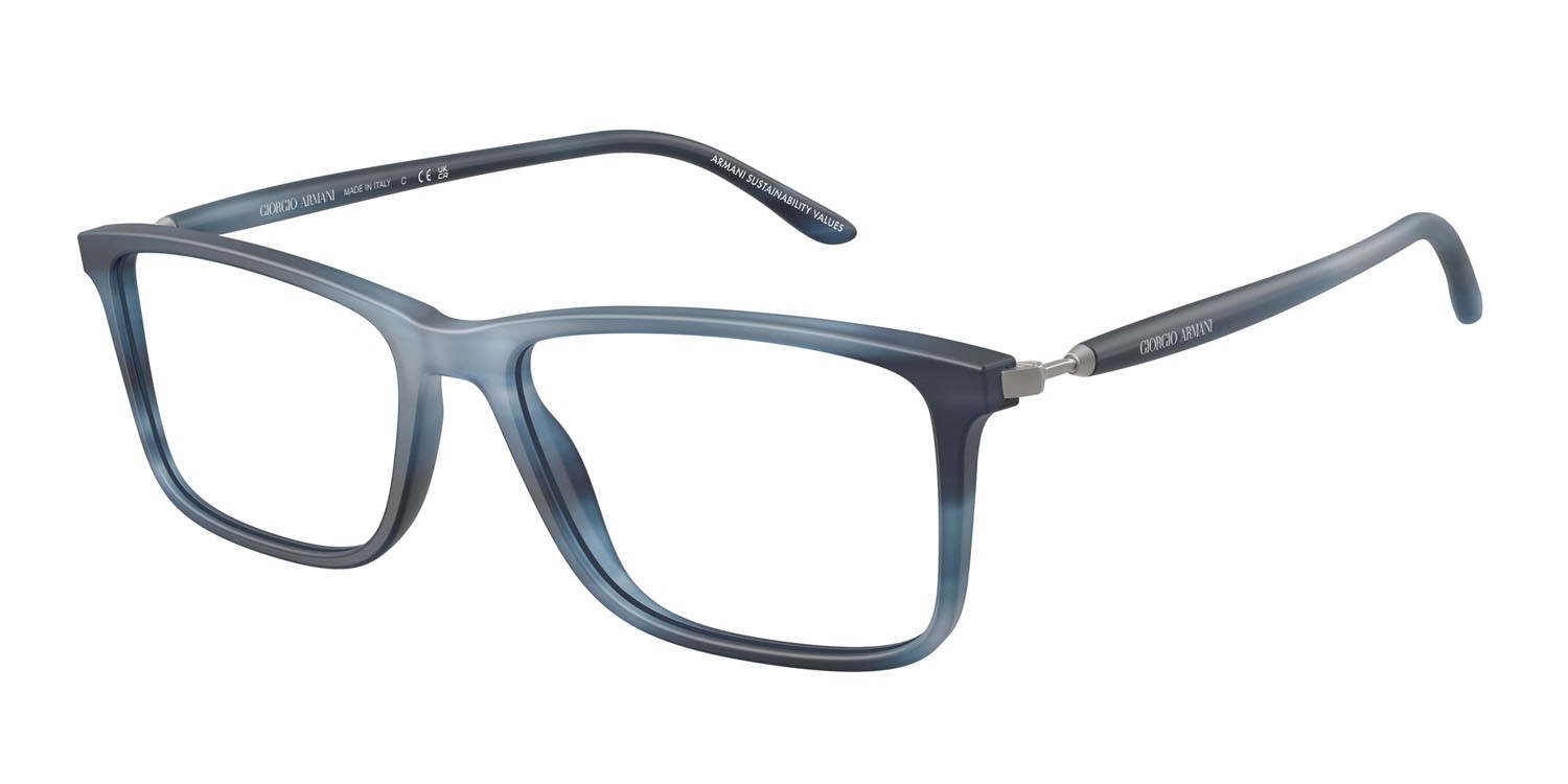 Occhiali da vista Giorgio Armani AR 7261 (6165) colore blu opaco a righe forma rettangolare lenti lente demo