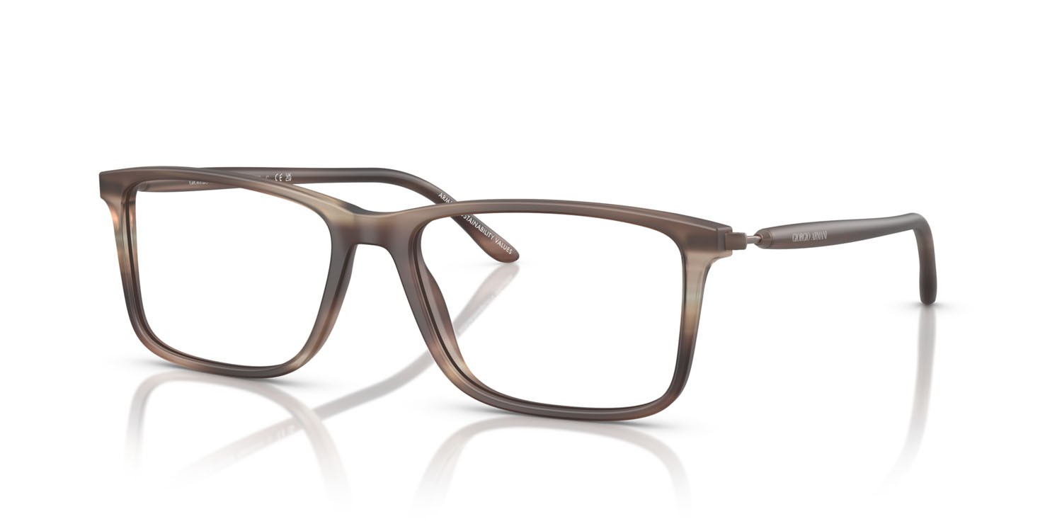 Eyeglasses Giorgio Armani AR 7261 (6167) color marrone opaco a righe shape rectangle lenses lente demo