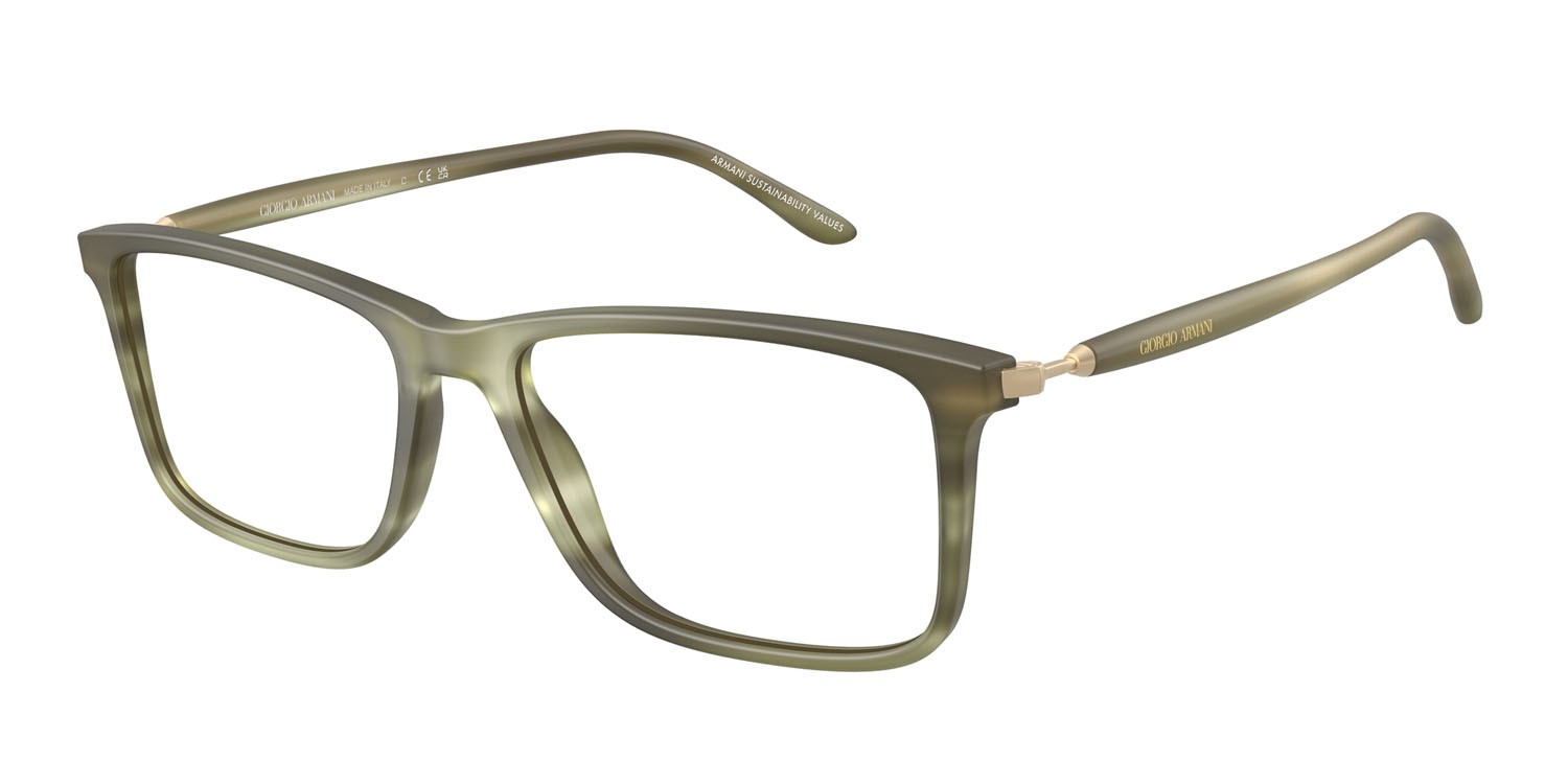 Eyeglasses Giorgio Armani AR 7261 (6168) color verde opaco a righe shape rectangle lenses lente demo