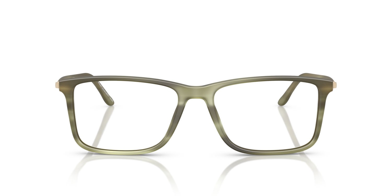 Eyeglasses Giorgio Armani AR 7261 (6168) color verde opaco a righe shape rectangle lenses lente demo