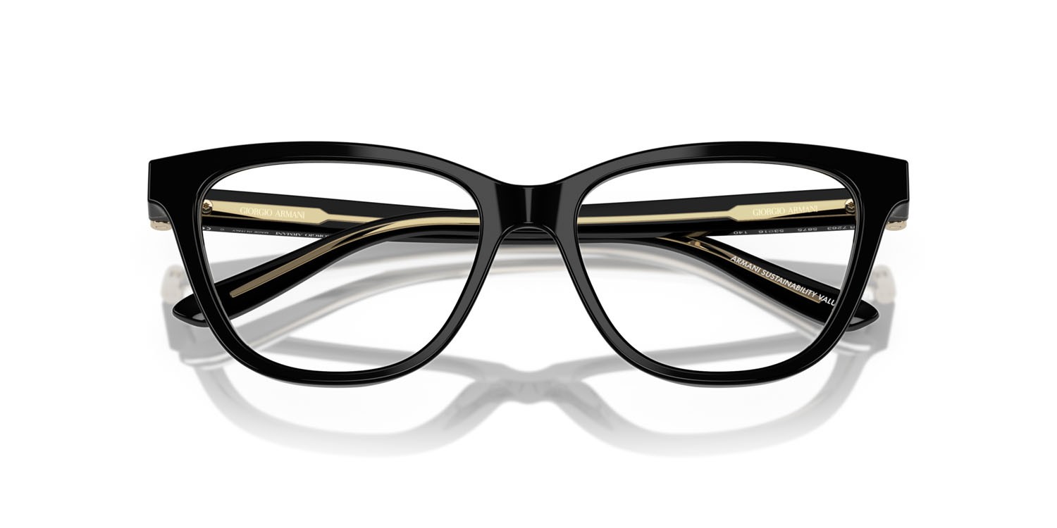 Occhiali da vista Giorgio Armani AR 7263 (5875) colore nero forma cat eye lenti lente demo