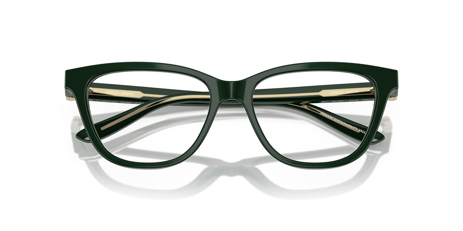 Occhiali da vista Giorgio Armani AR 7263 (6173) colore verde forma cat eye lenti lente demo