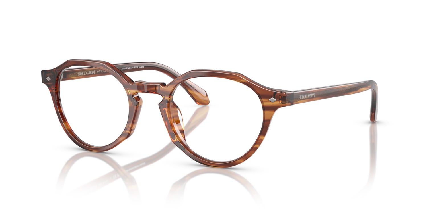 Occhiali da vista Giorgio Armani AR 7264U (6162) colore striato marrone forma pantos lenti lente demo