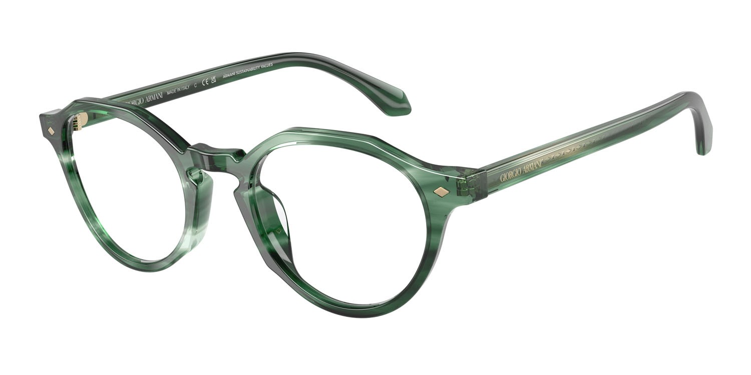 Eyeglasses Giorgio Armani AR 7264U (6164) color striato verde shape pantos lenses lente demo