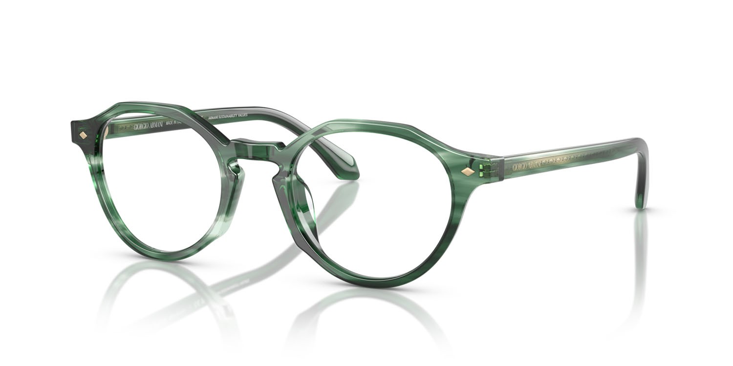Eyeglasses Giorgio Armani AR 7264U (6164) color striato verde shape pantos lenses lente demo