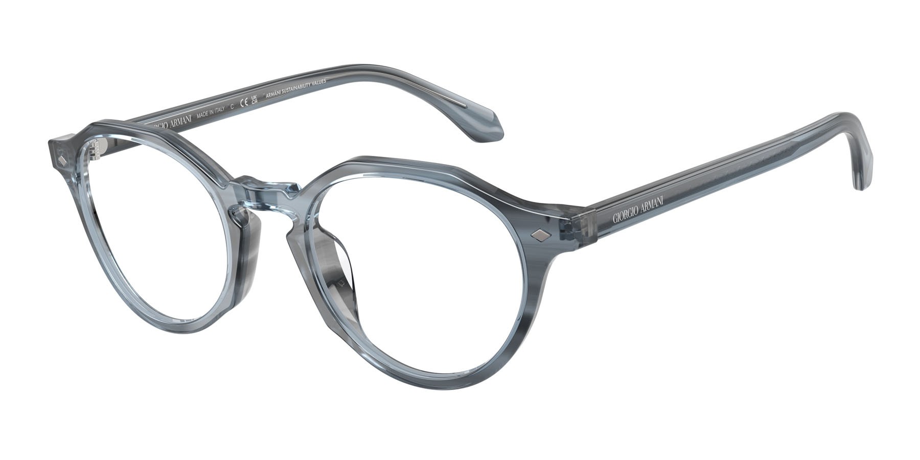Eyeglasses Giorgio Armani AR 7264U (6343) color striato blu shape pantos lenses lente demo