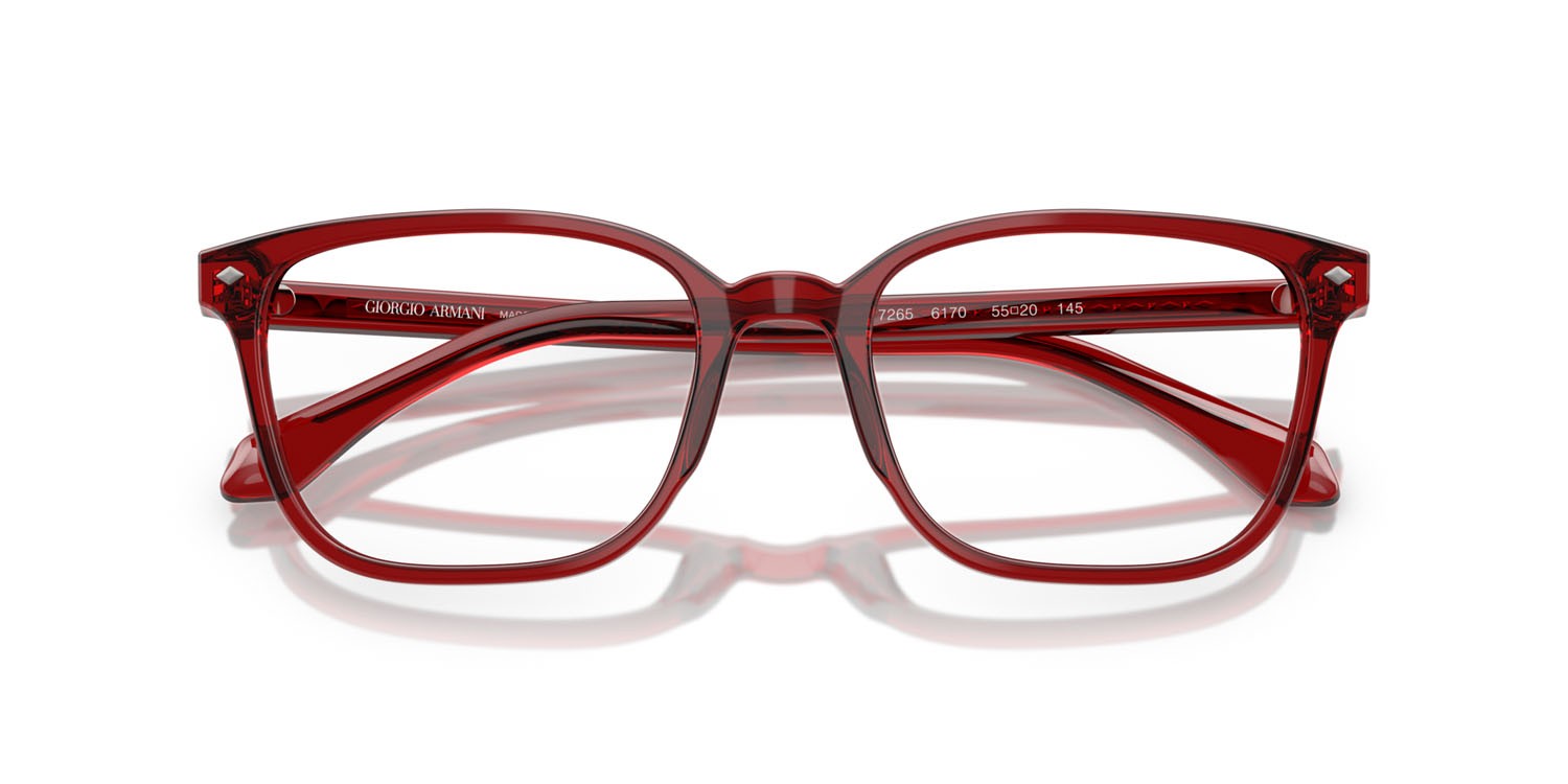 Brillen Giorgio Armani AR 7265 (6170) farbe bordeaux trasparente form quadratisch gläser lente demo
