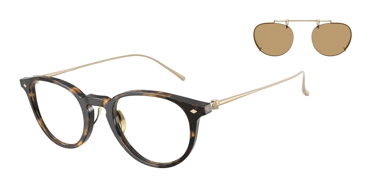 Occhiali da vista Giorgio Armani AR 7270T (6207) colore havana forma pantos lenti lente demo