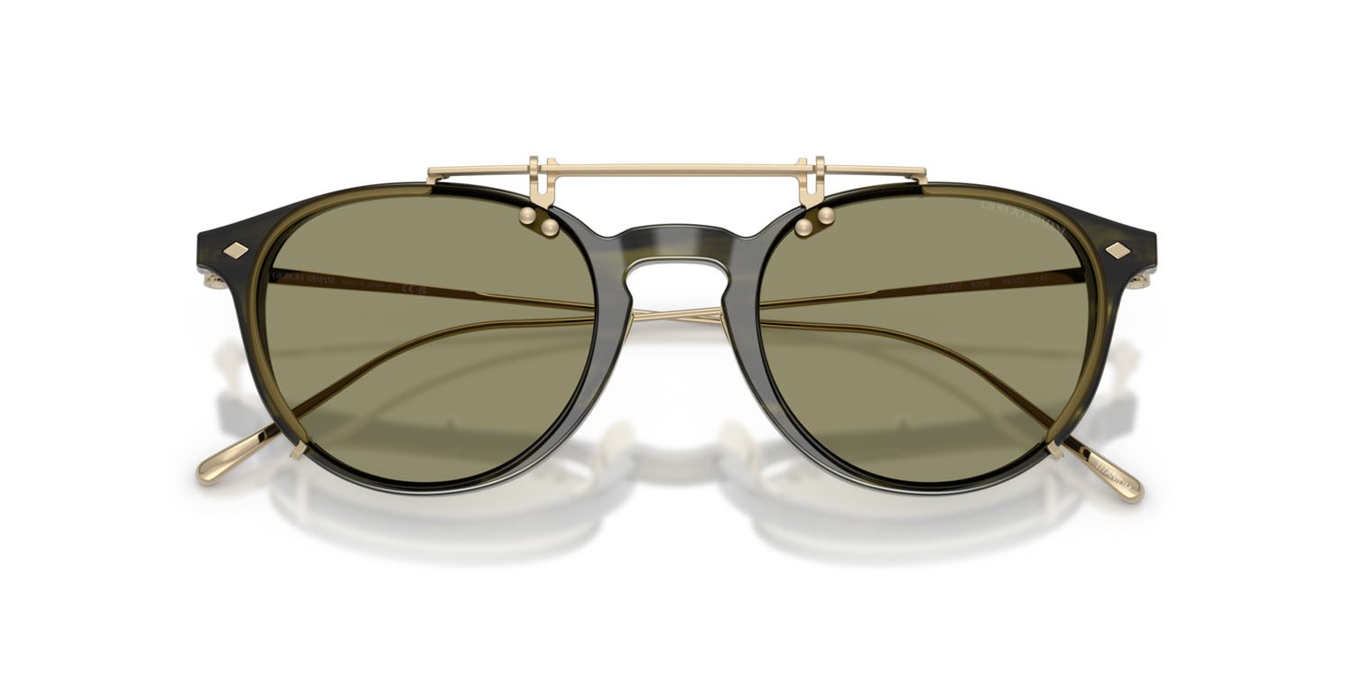 Occhiali da vista Giorgio Armani AR 7270T (6208) colore striato verde forma pantos lenti lente demo