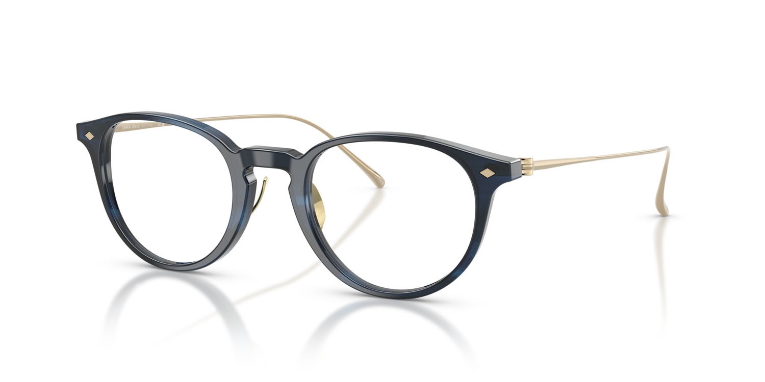 Occhiali da vista Giorgio Armani AR 7270T (6209) colore striato blu forma pantos lenti lente demo