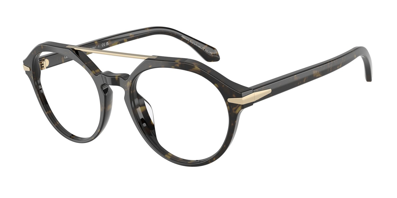 Occhiali da vista Giorgio Armani AR 7278U (6233) colore havana verde forma rotondo lenti lente demo