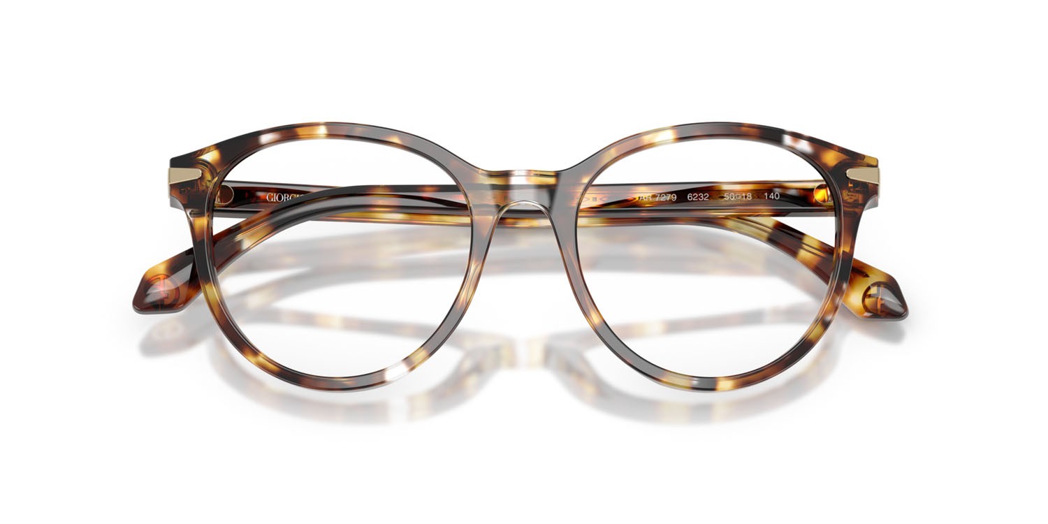 Eyeglasses Giorgio Armani AR 7279 (6232) color havana giallo shape round lenses lente demo