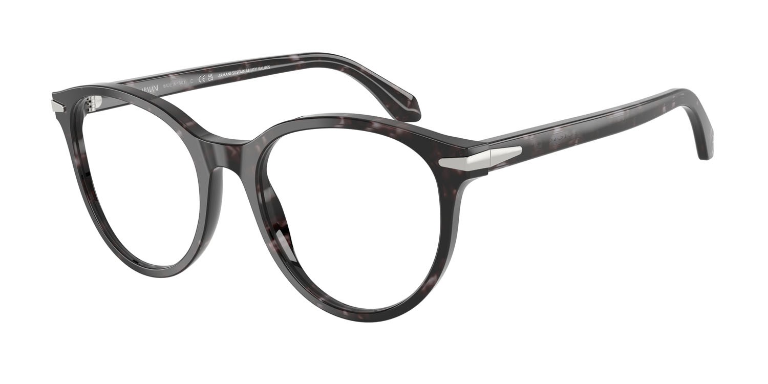 Occhiali da vista Giorgio Armani AR 7279 (6236) colore havana grigio forma rotondo lenti lente demo