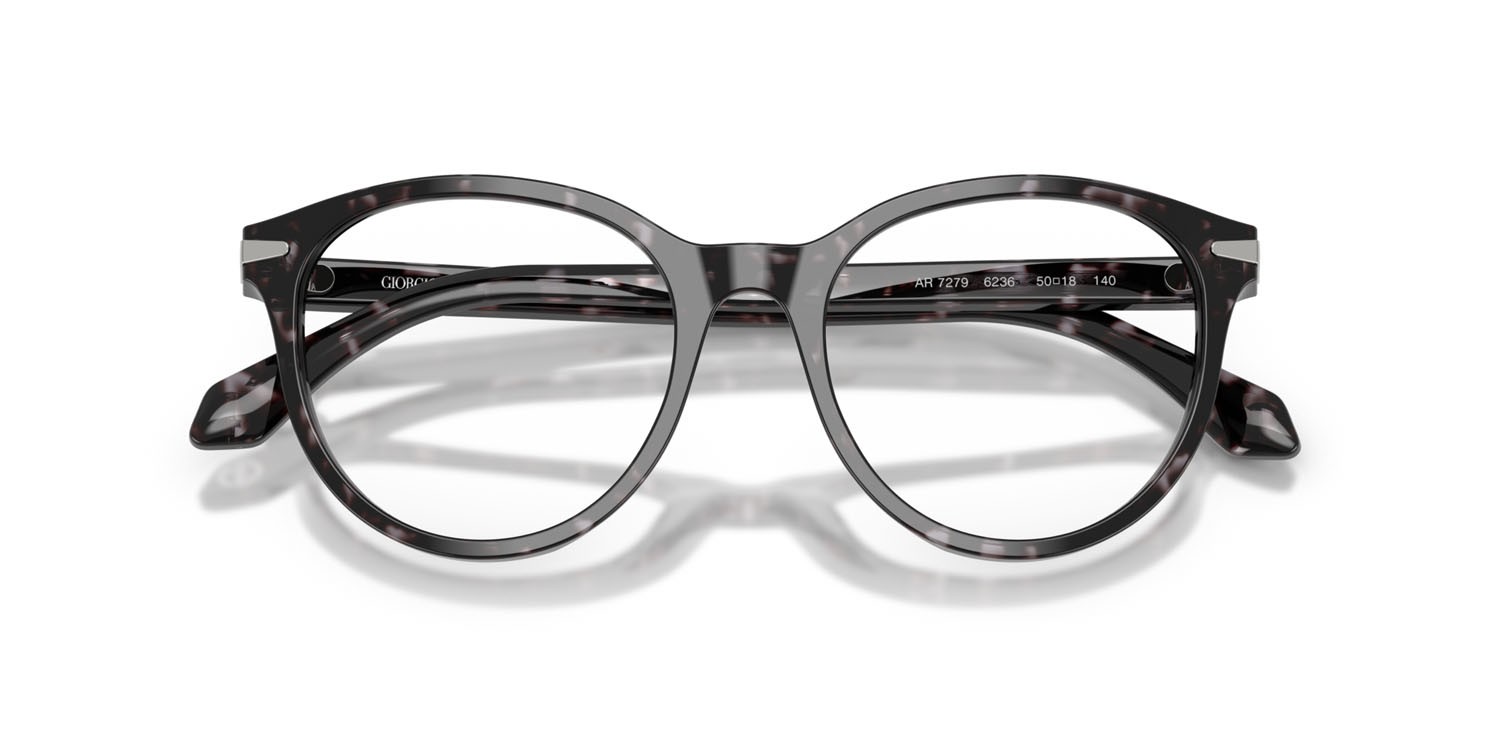 Occhiali da vista Giorgio Armani AR 7279 (6236) colore havana grigio forma rotondo lenti lente demo
