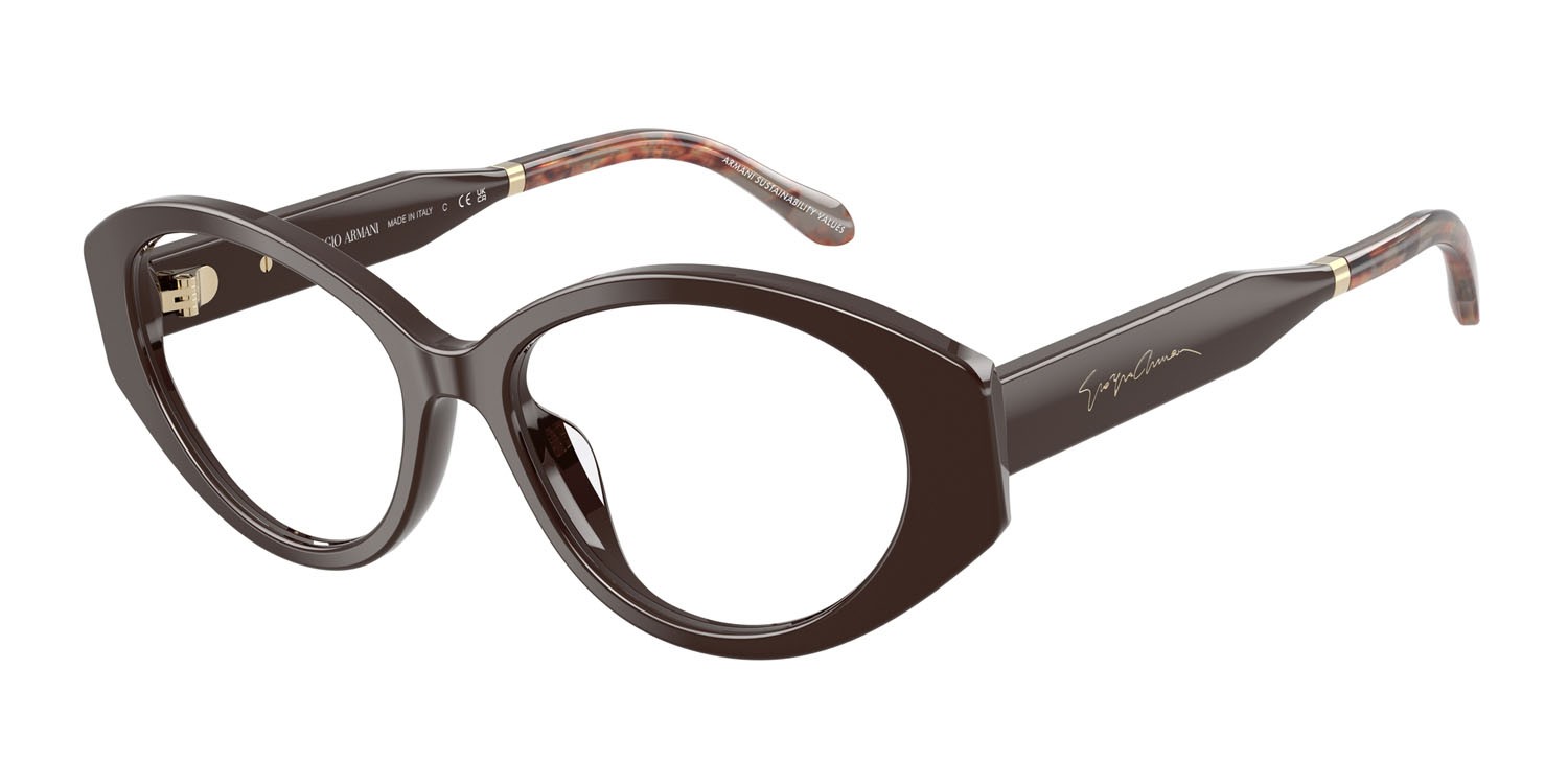Occhiali da vista Giorgio Armani AR 7281U (6227) colore marrone forma ovale lenti lente demo