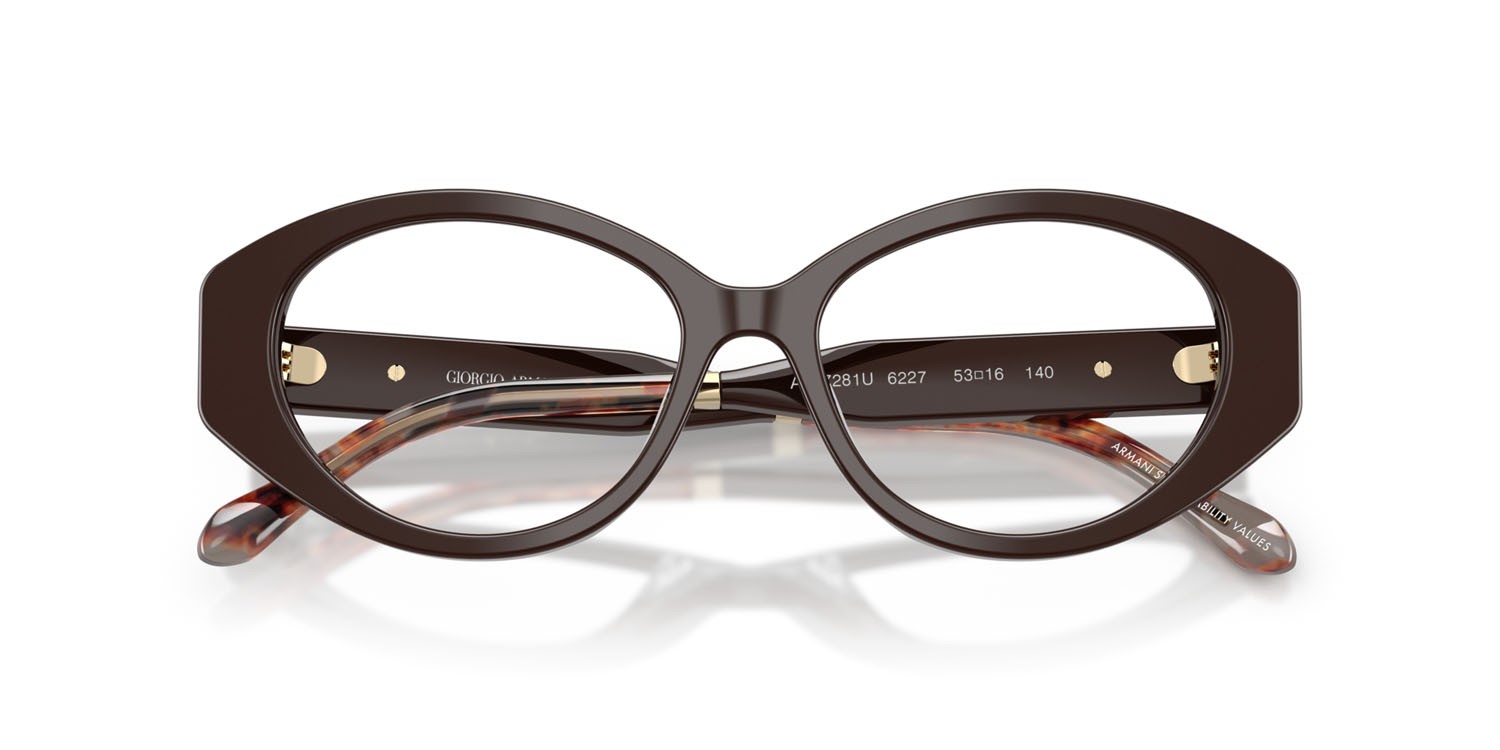 Occhiali da vista Giorgio Armani AR 7281U (6227) colore marrone forma ovale lenti lente demo