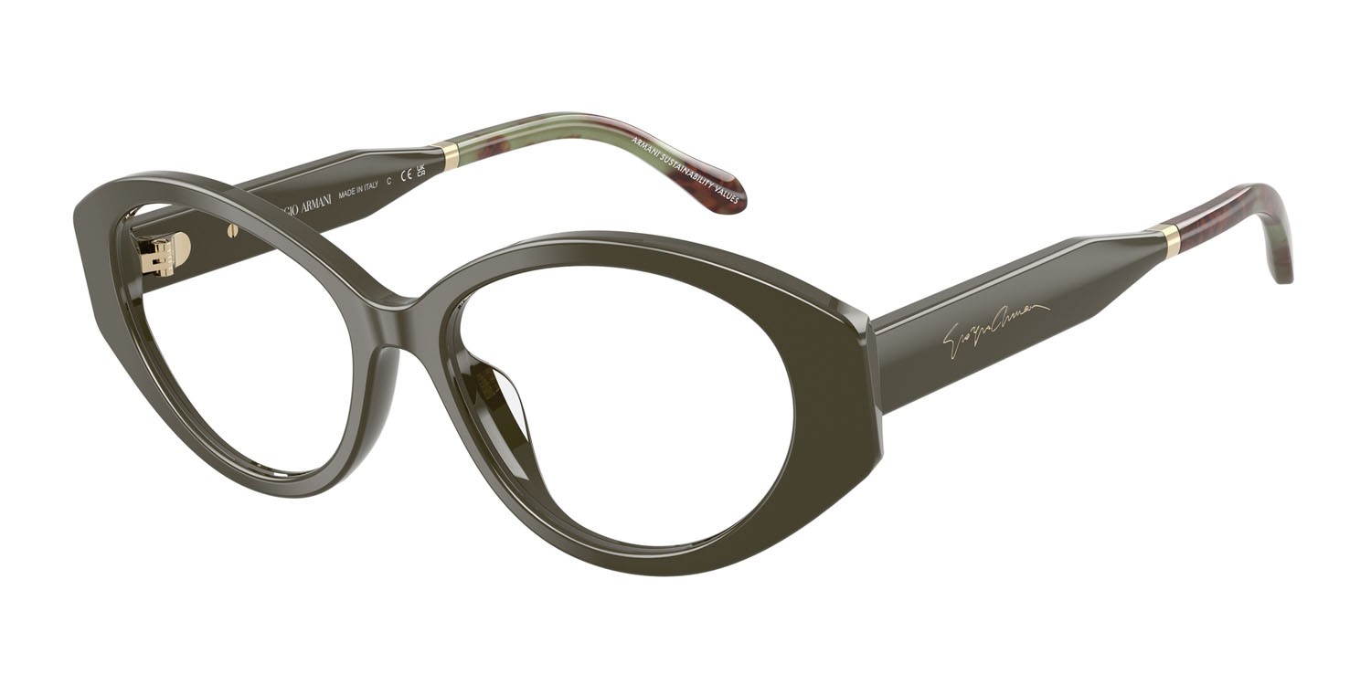Eyeglasses Giorgio Armani AR 7281U (6229) color verde scuro shape oval lenses lente demo
