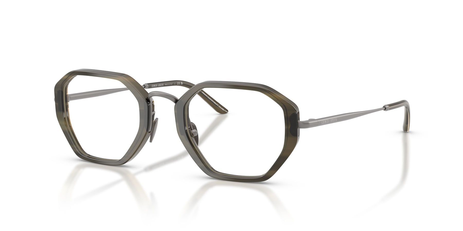 Eyeglasses Giorgio Armani AR 7282 (6304) color striato verde shape irregular lenses lente demo
