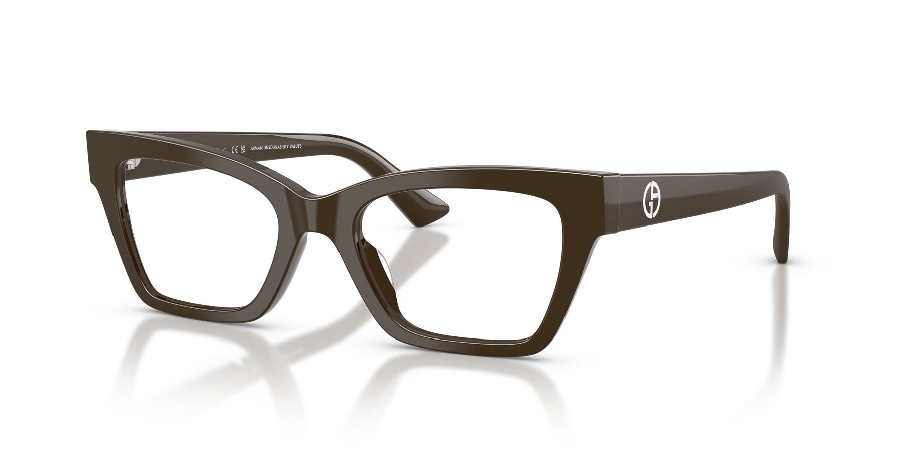Occhiali da vista Giorgio Armani AR 7285HU (6307) colore marrone forma cat eye lenti lente demo