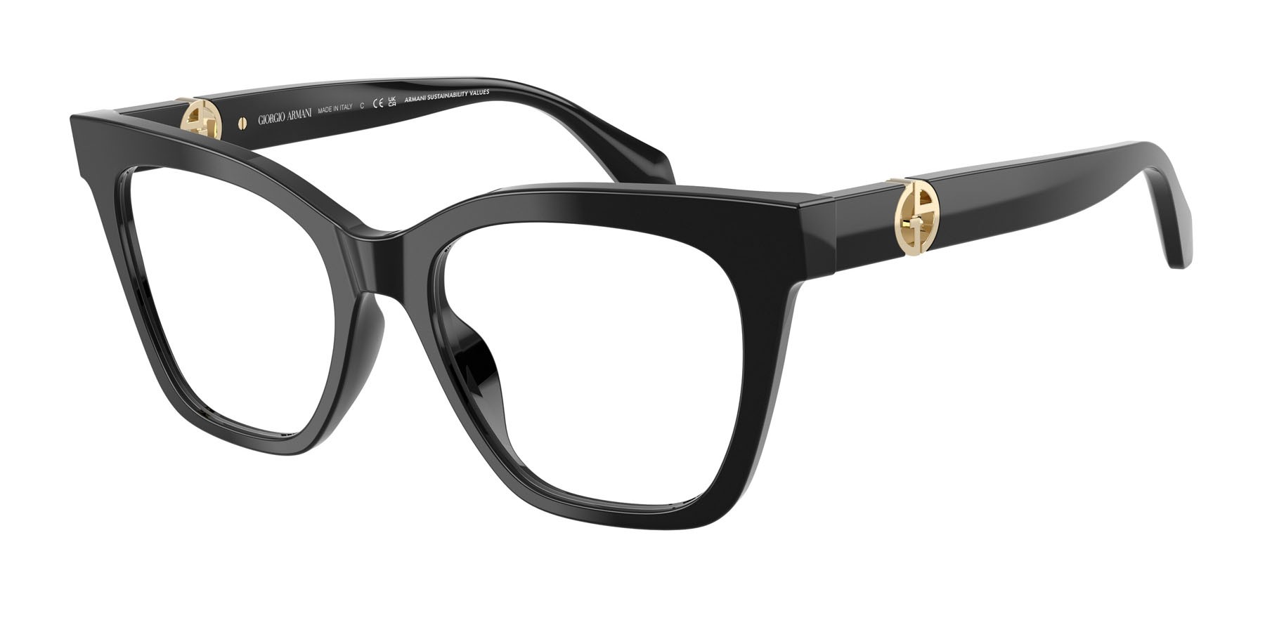 Occhiali da vista Giorgio Armani AR 7286U (5875) colore nero forma cat eye lenti lente demo