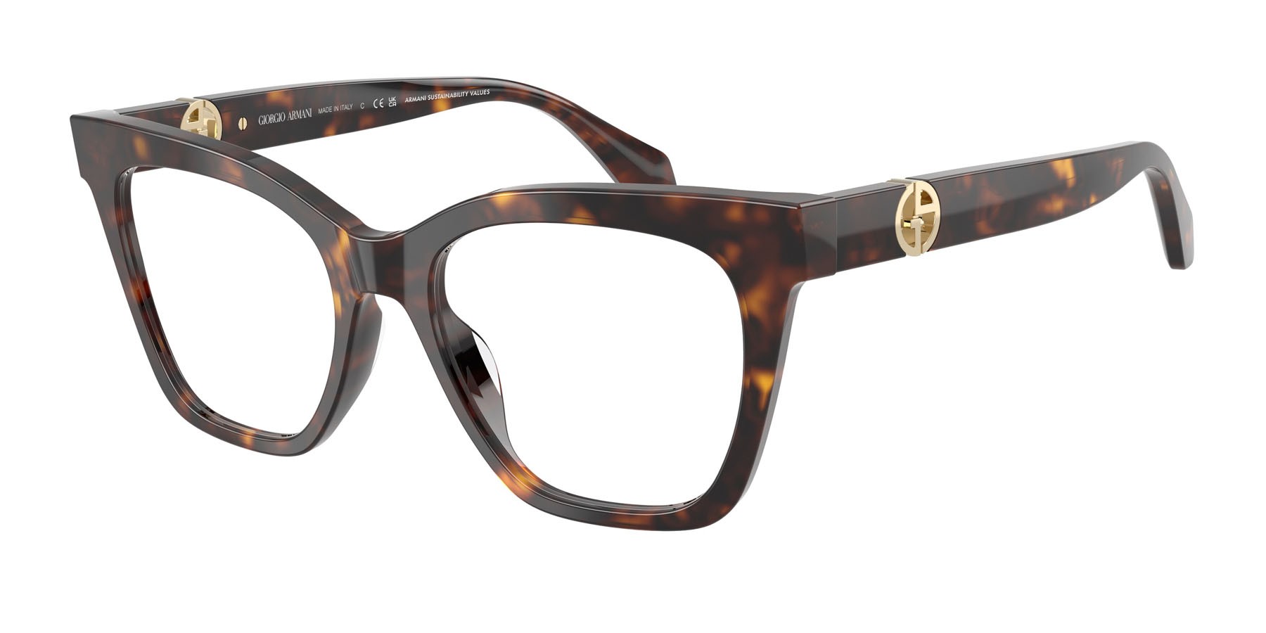Occhiali da vista Giorgio Armani AR 7286U (5879) colore havana forma cat eye lenti lente demo