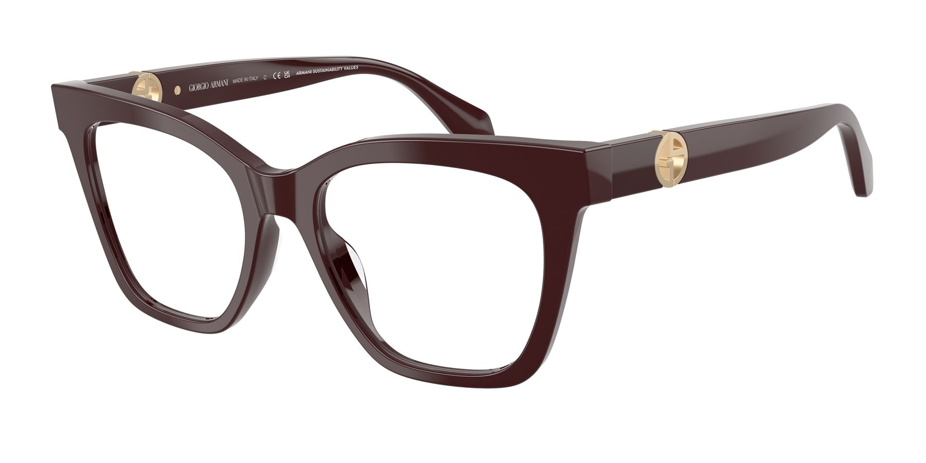 Occhiali da vista Giorgio Armani AR 7286U (6308) colore bordeaux forma cat eye lenti lente demo
