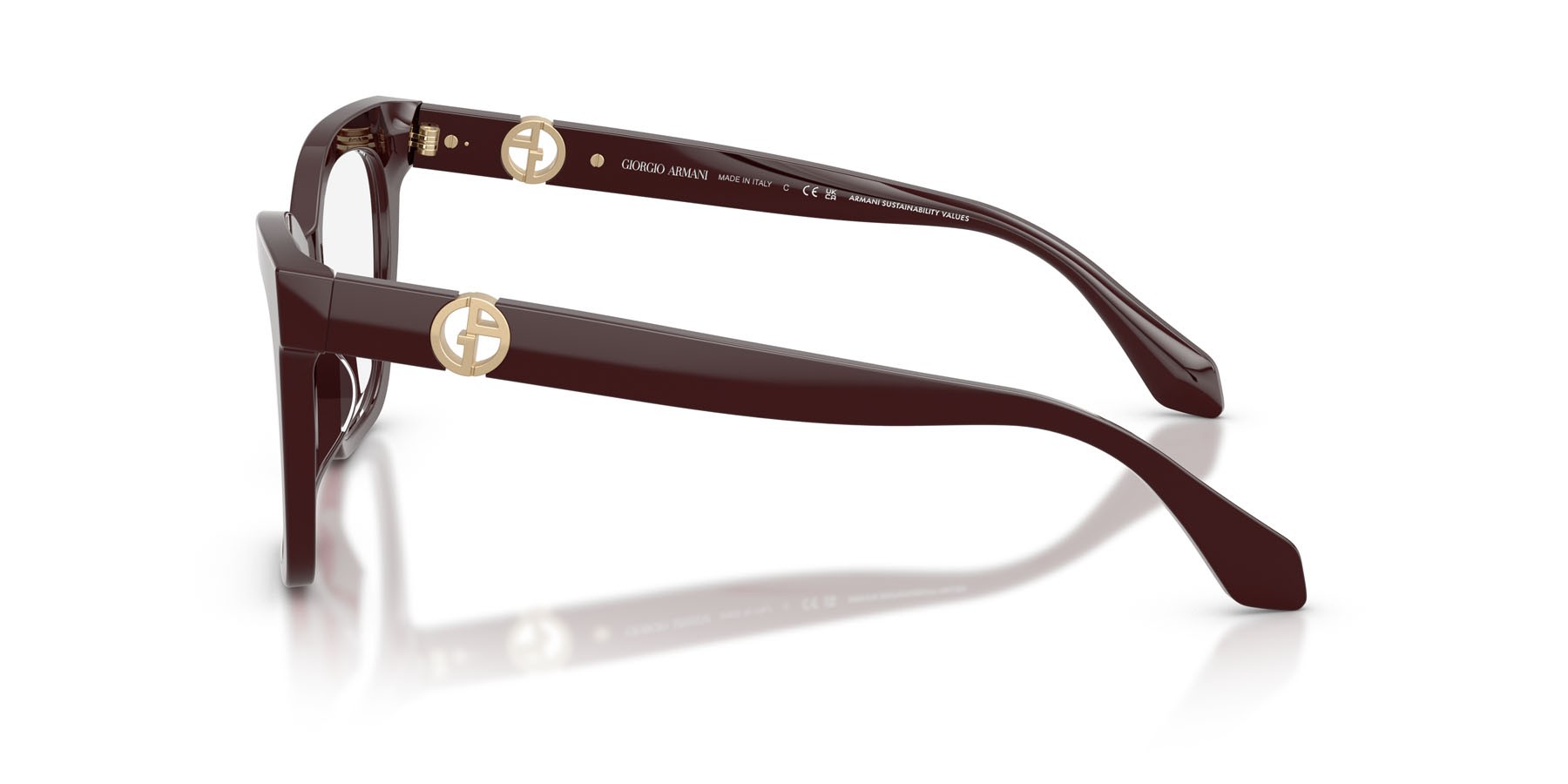 Occhiali da vista Giorgio Armani AR 7286U (6308) colore bordeaux forma cat eye lenti lente demo