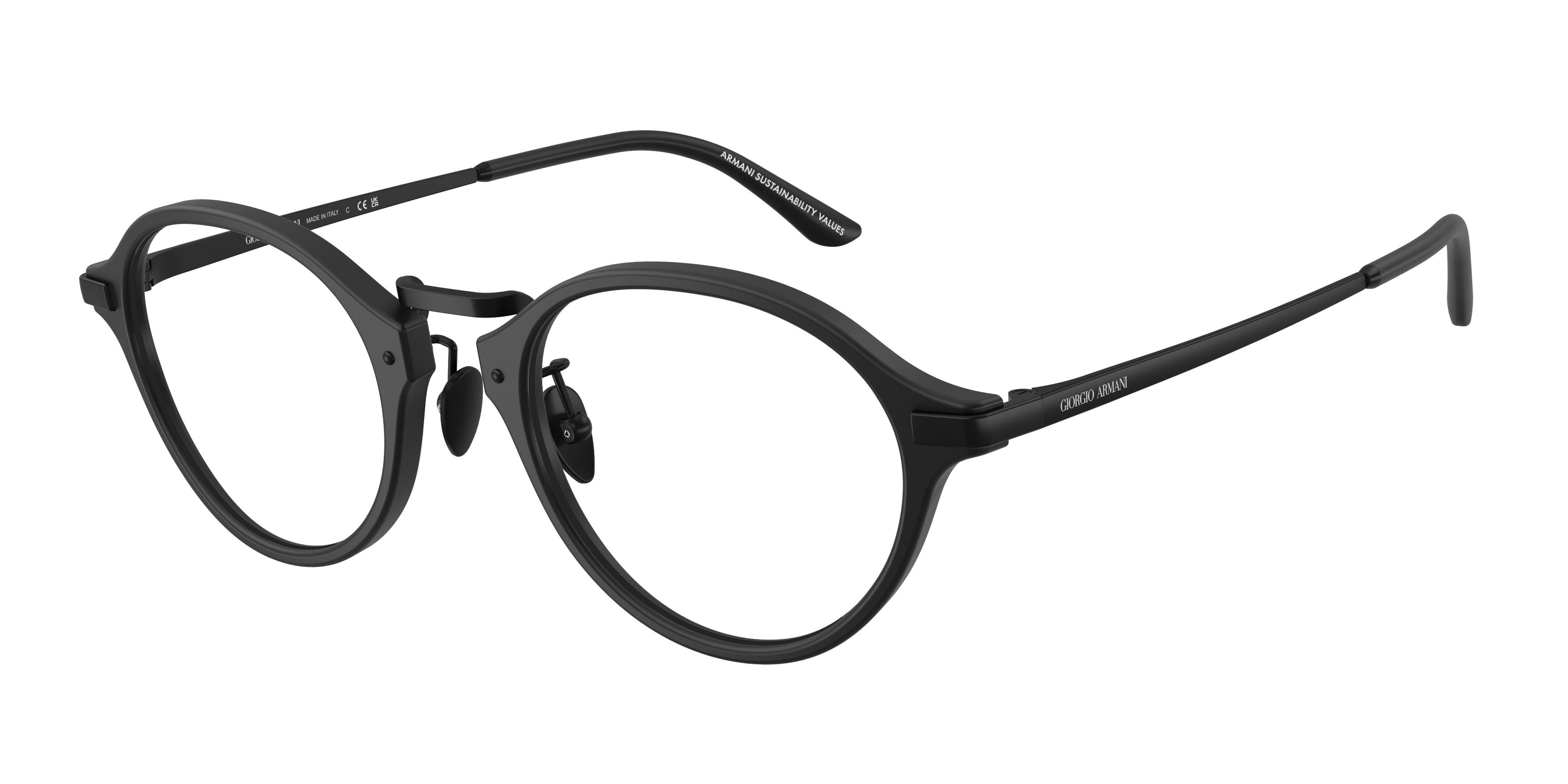 Eyeglasses Giorgio Armani AR 7287 (5009) color nero opaco shape pantos lenses lente demo