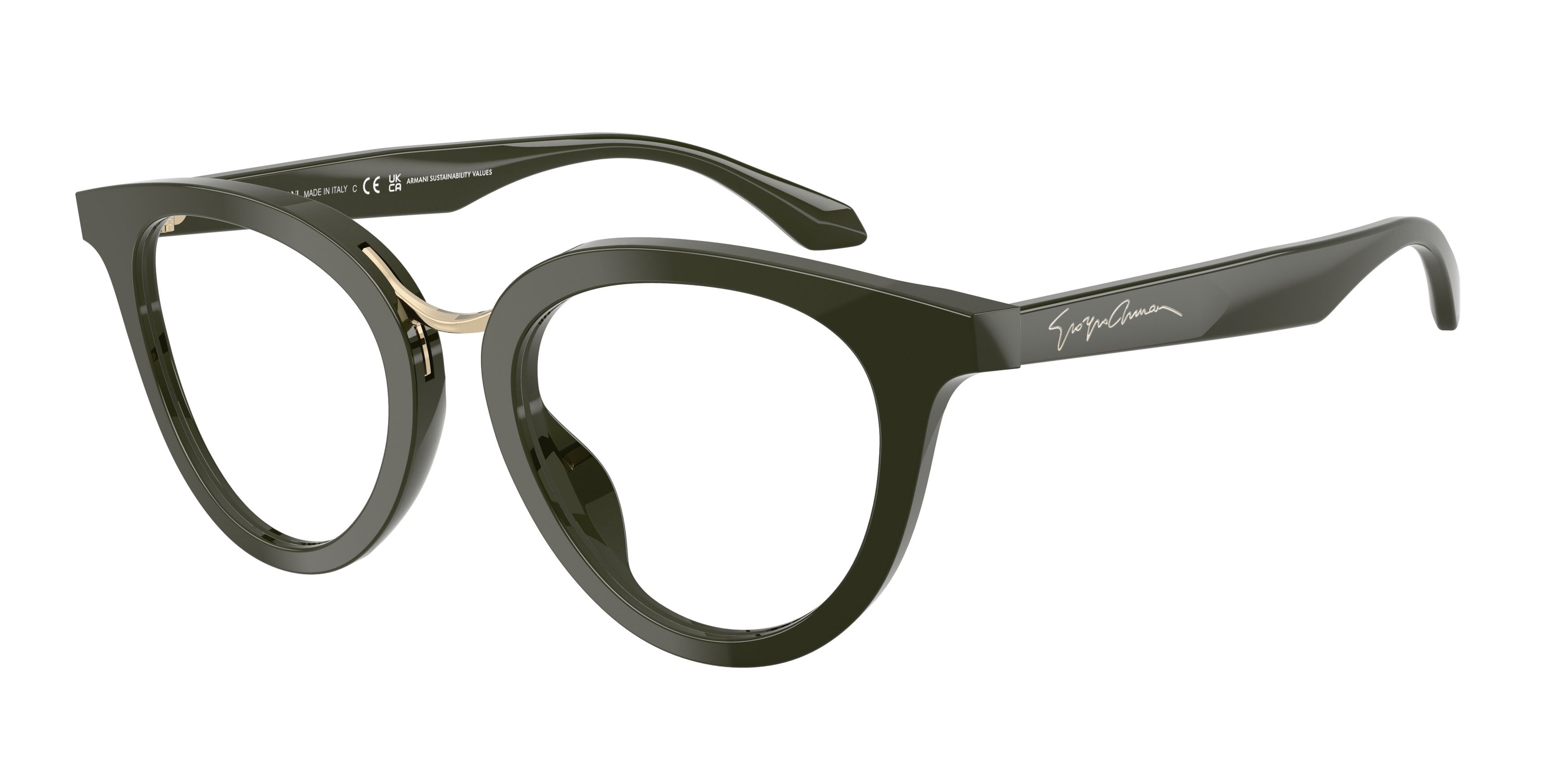 Eyeglasses Giorgio Armani AR 7289U (6400) color verde shape round lenses lente demo