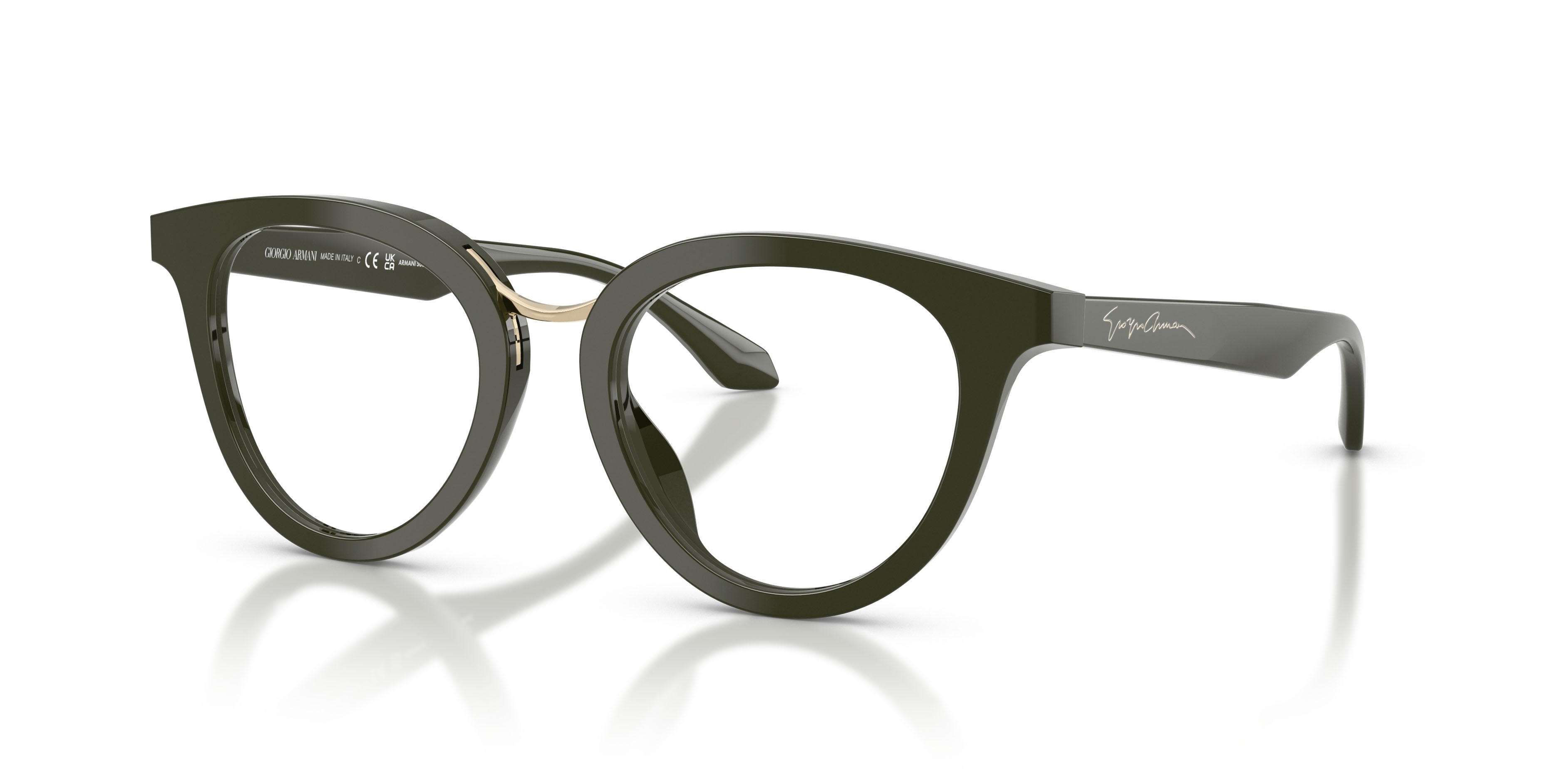 Eyeglasses Giorgio Armani AR 7289U (6400) color verde shape round lenses lente demo