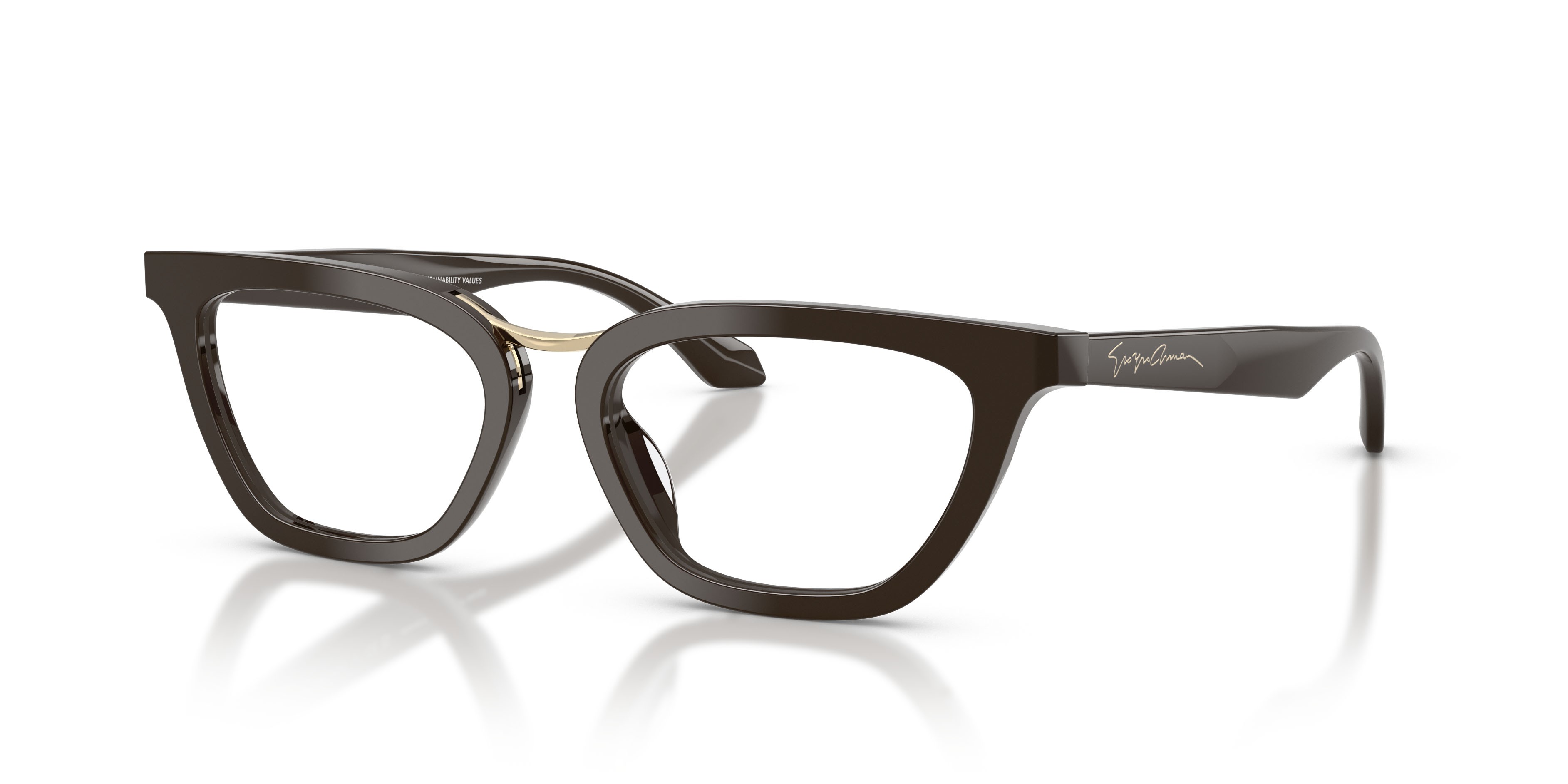 Eyeglasses Giorgio Armani AR 7290U (6398) color marrone shape butterfly lenses lente demo