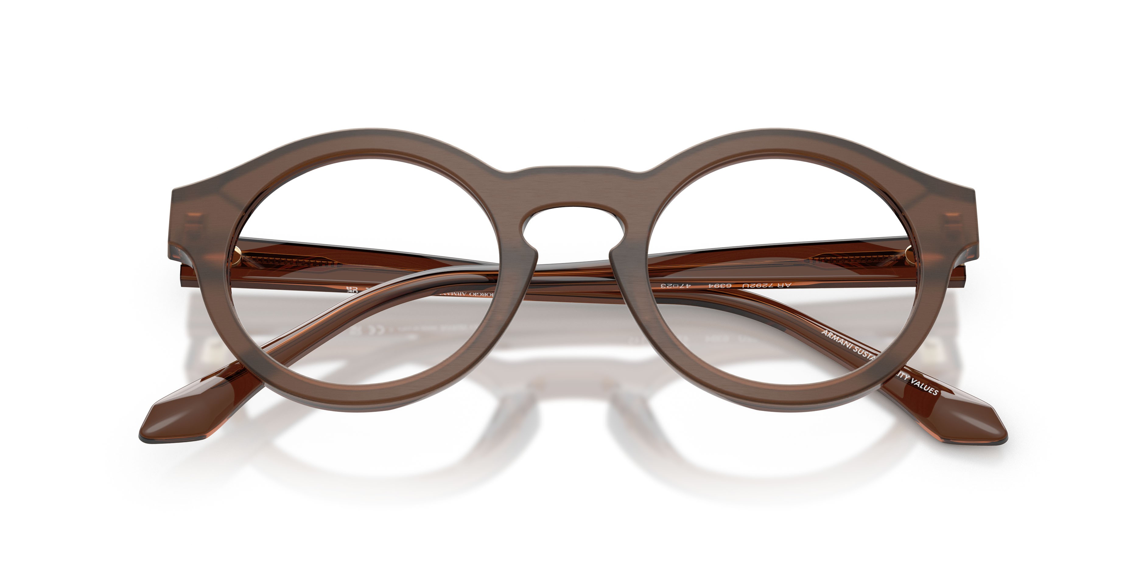 Eyeglasses Giorgio Armani AR 7292U (6394) color marrone spazzolato shape pantos lenses lente demo