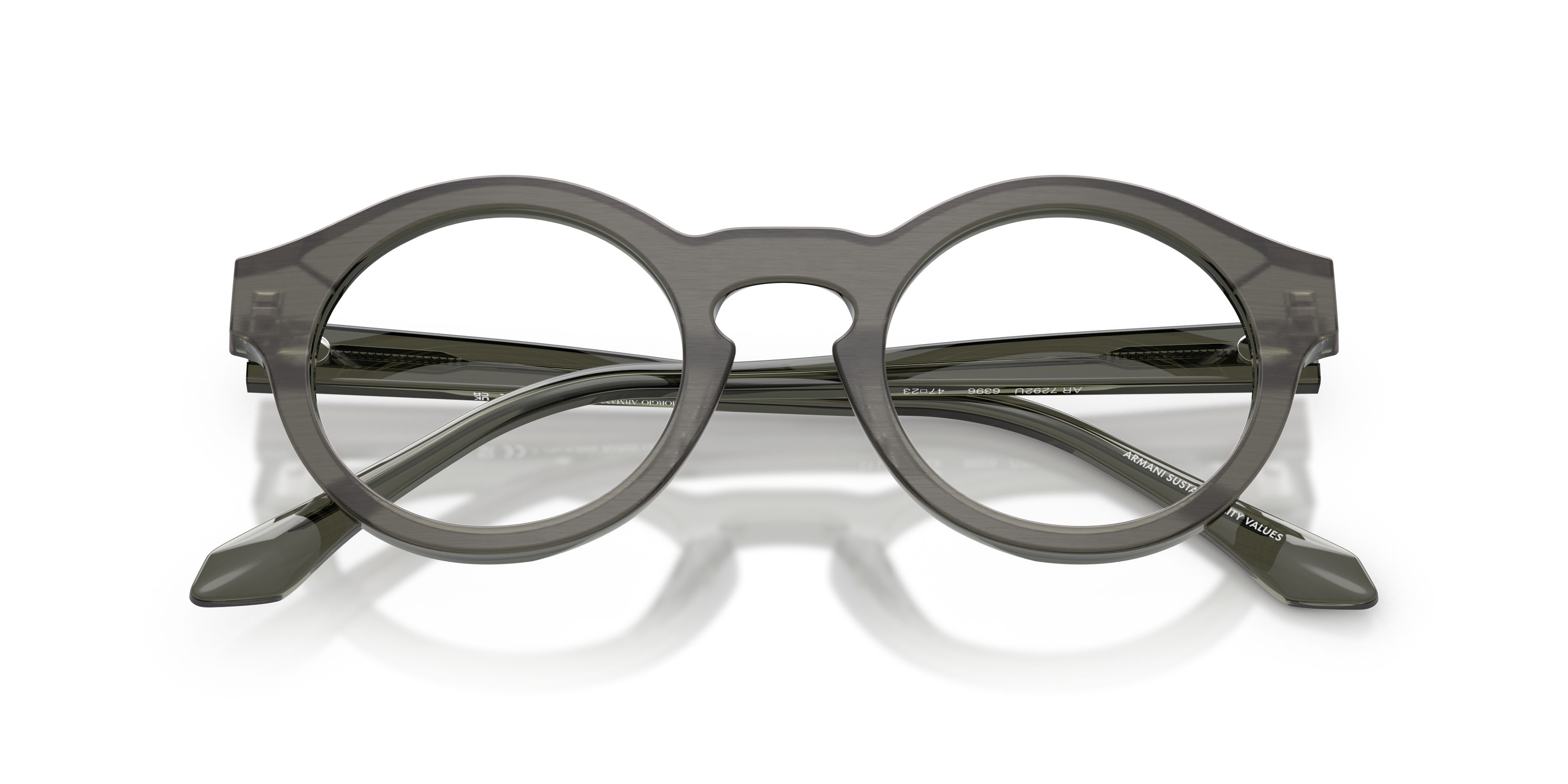 Eyeglasses Giorgio Armani AR 7292U (6396) color verde spazzolato shape pantos lenses lente demo