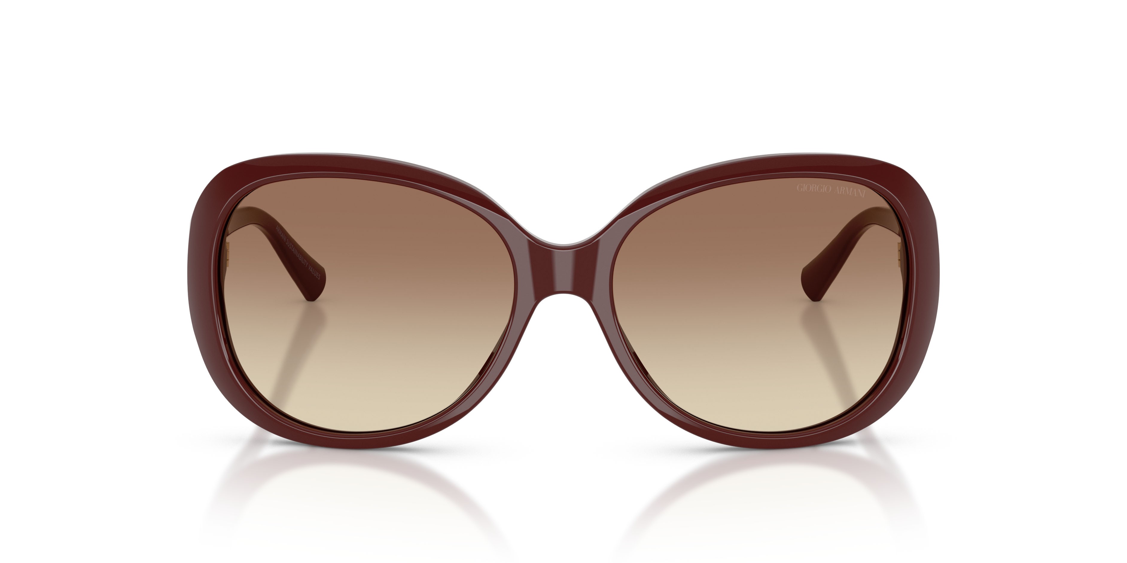Occhiali da sole Giorgio Armani AR 8047 (639913) colore borgogna tinta unita forma rotondo lenti marrone sfumato