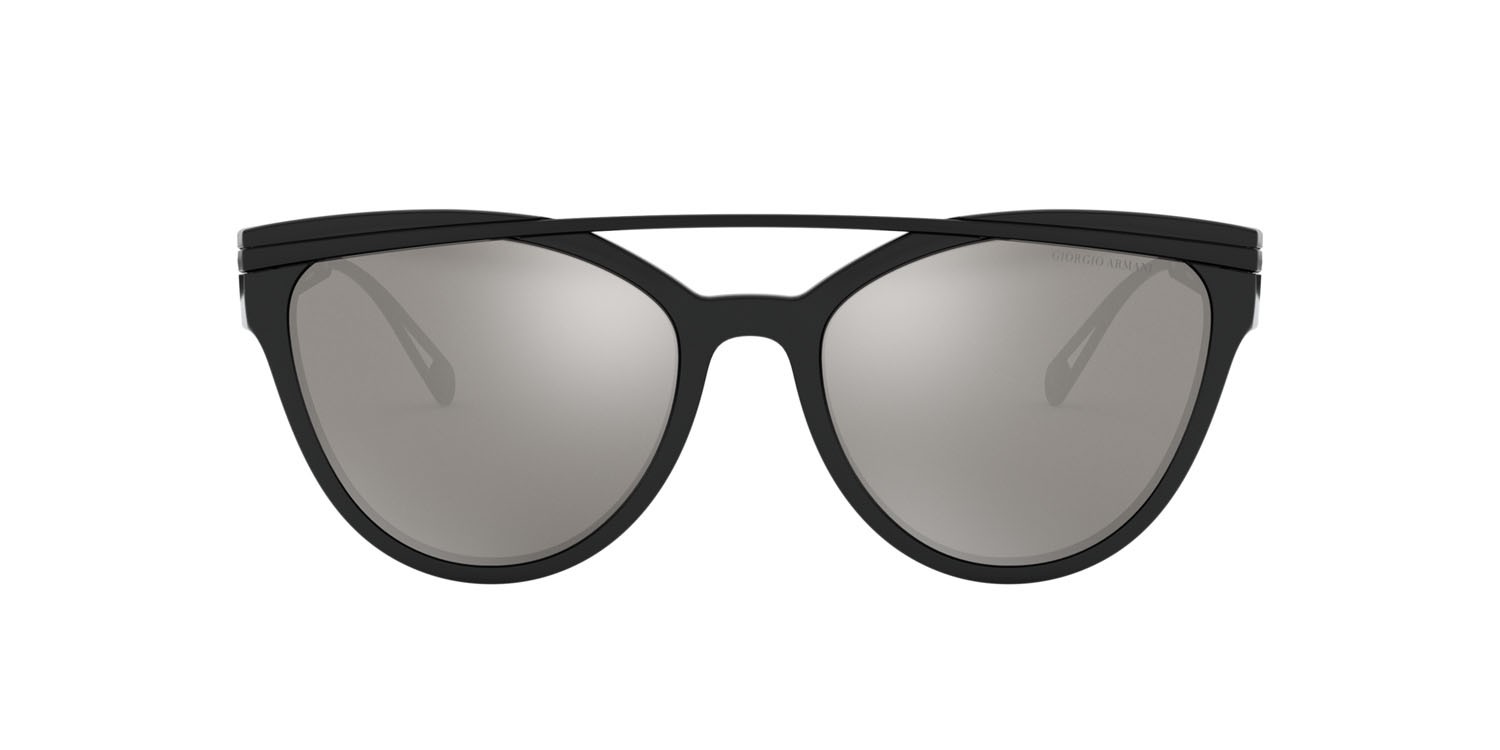 Sonnenbrillen Giorgio Armani AR 8124 (50016G) farbe nero form cat-eye gläser grigio argento specchiato