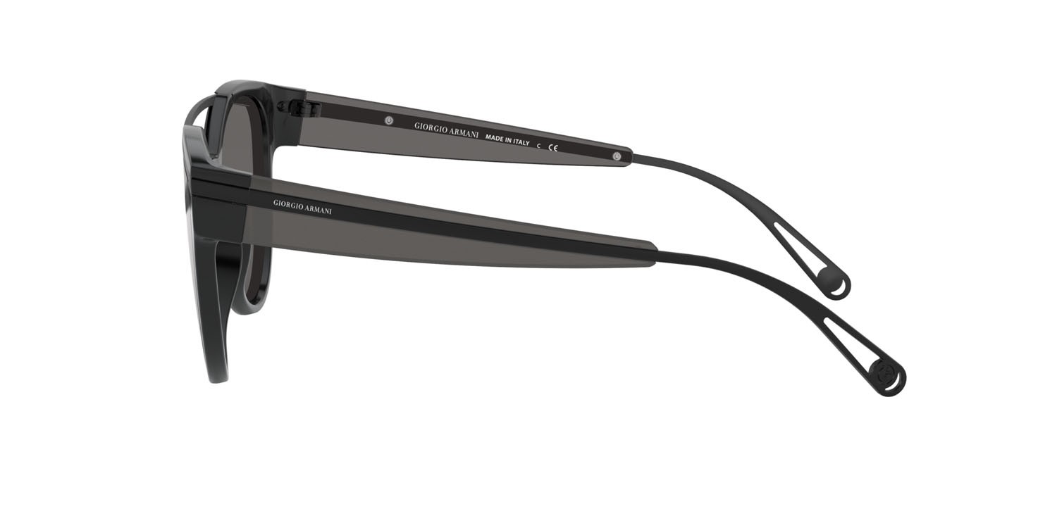Sonnenbrillen Giorgio Armani AR 8124 (50016G) farbe nero form cat-eye gläser grigio argento specchiato