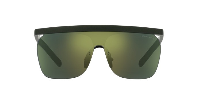 Sonnenbrillen Giorgio Armani AR 8169 (59606R) farbe verde militare effetto gommato form rechteckig gläser verde chiaro specchiato petrolio