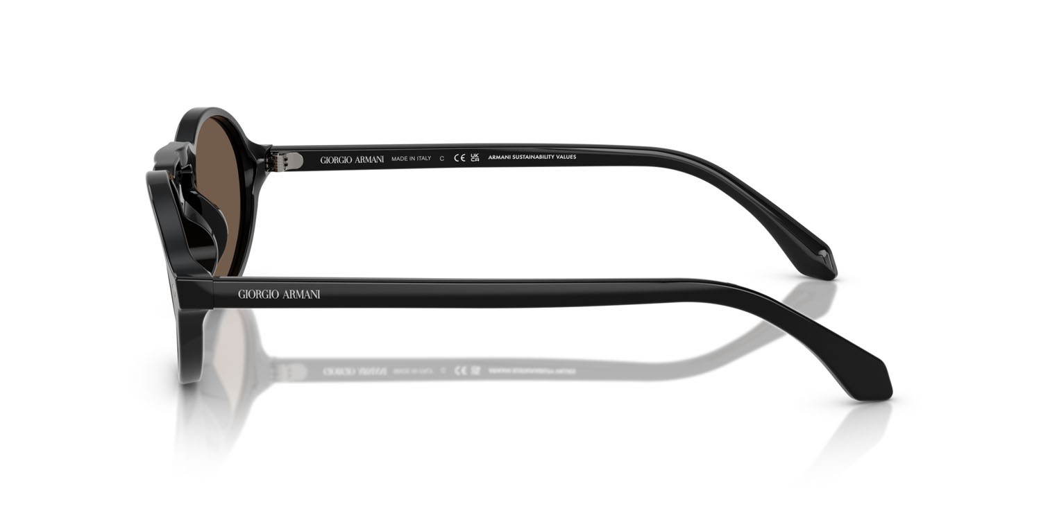 Sunglasses Giorgio Armani AR 8219U (58758T) color nero shape oval lenses marrone scuro