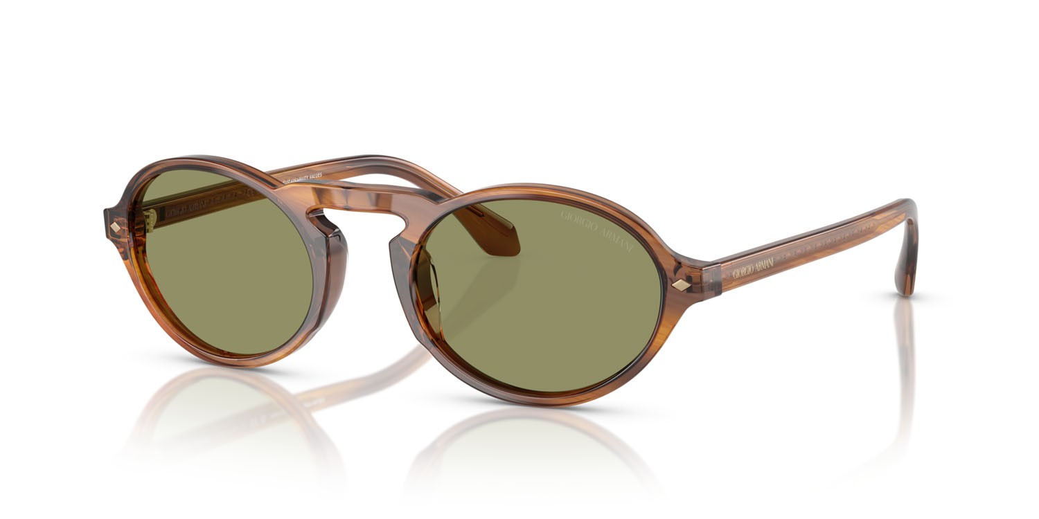 Sunglasses Giorgio Armani AR 8219U (616314) color miele striato shape oval lenses verde
