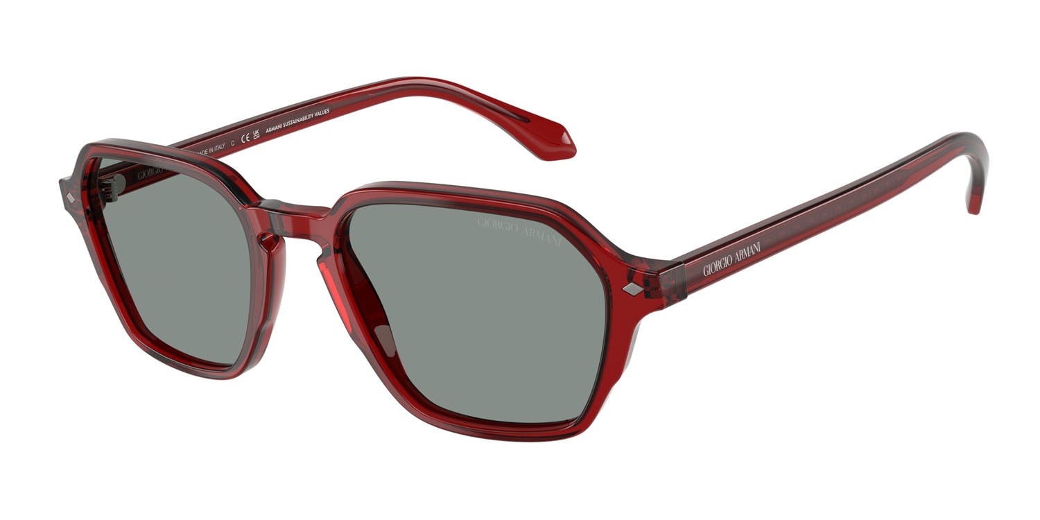Sunglasses Giorgio Armani AR 8220 (617056) color bordeaux trasparente shape square lenses blu