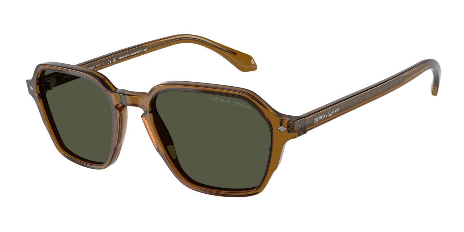 Sunglasses Giorgio Armani AR 8220 (617231) color verde trasparente shape square lenses verde