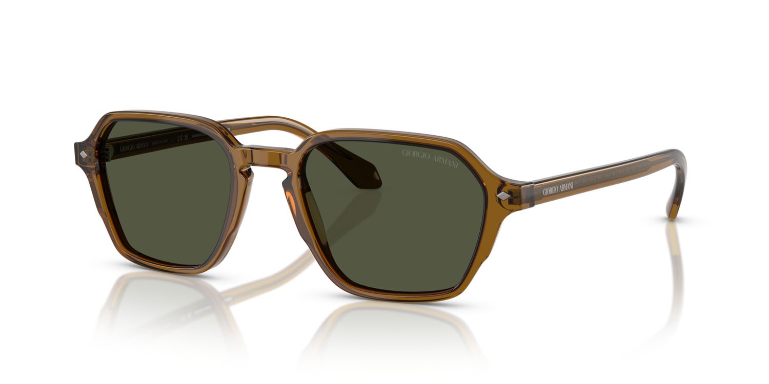 Sunglasses Giorgio Armani AR 8220 (617231) color verde trasparente shape square lenses verde
