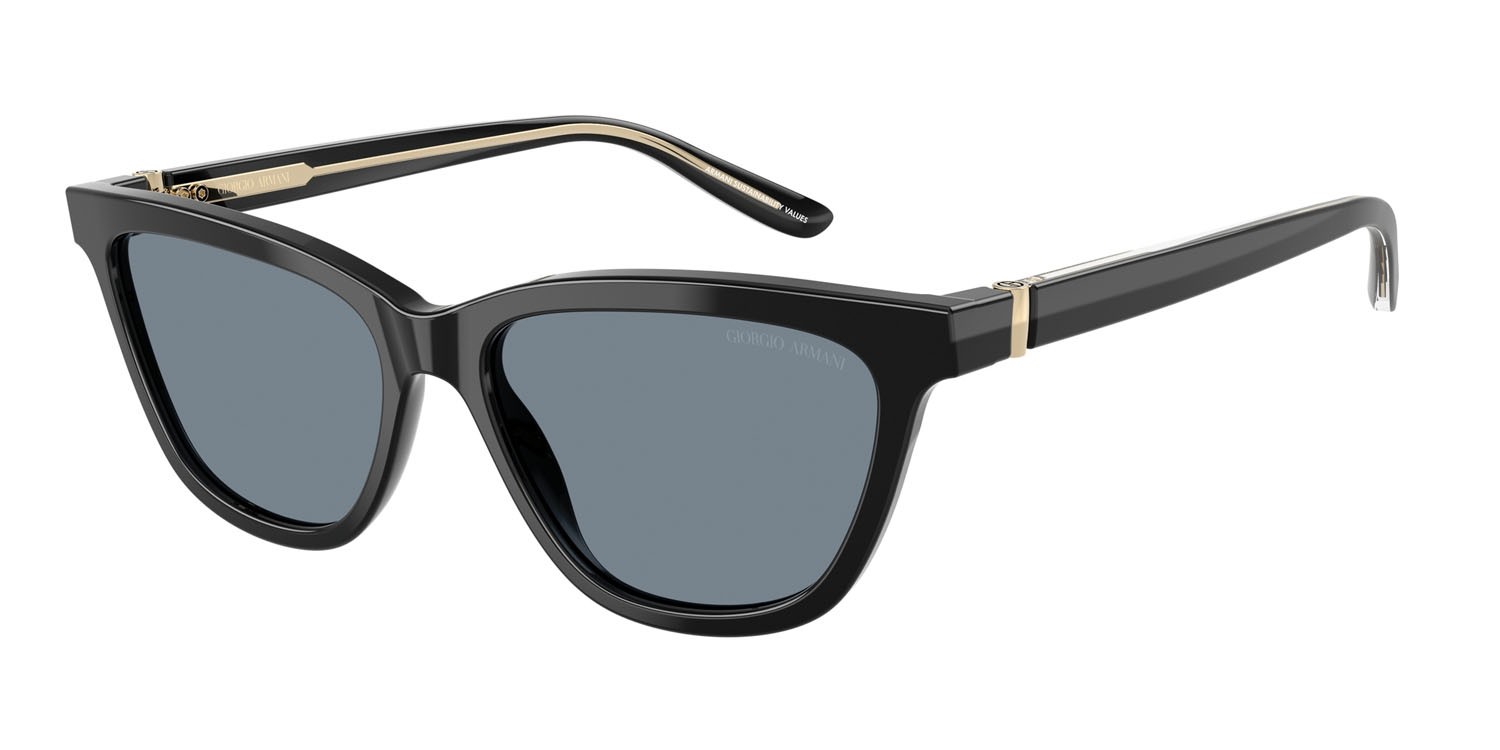 Occhiali da sole Giorgio Armani AR 8221 (587556) colore nero forma cat eye lenti azzurro