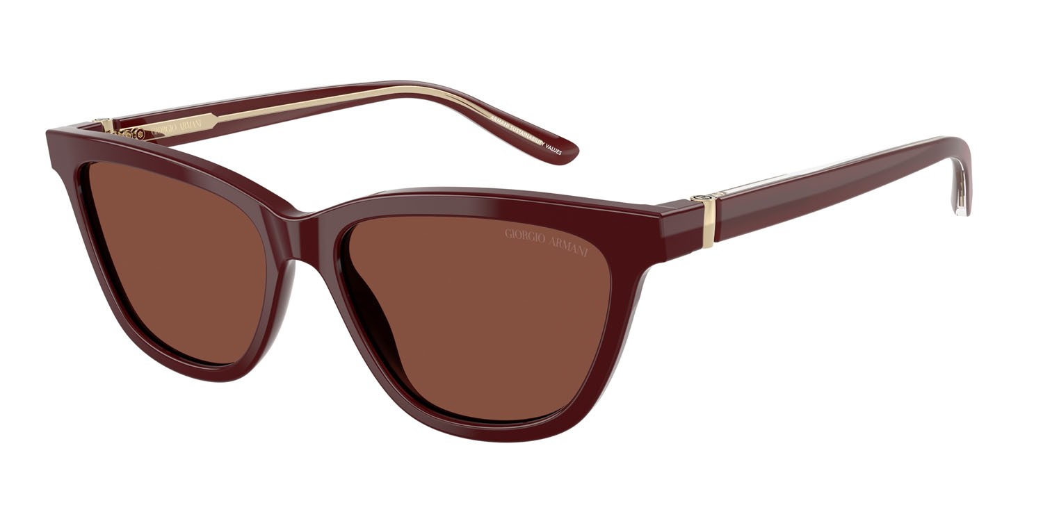 Occhiali da sole Giorgio Armani AR 8221 (5955C5) colore bordeaux forma cat eye lenti rosso
