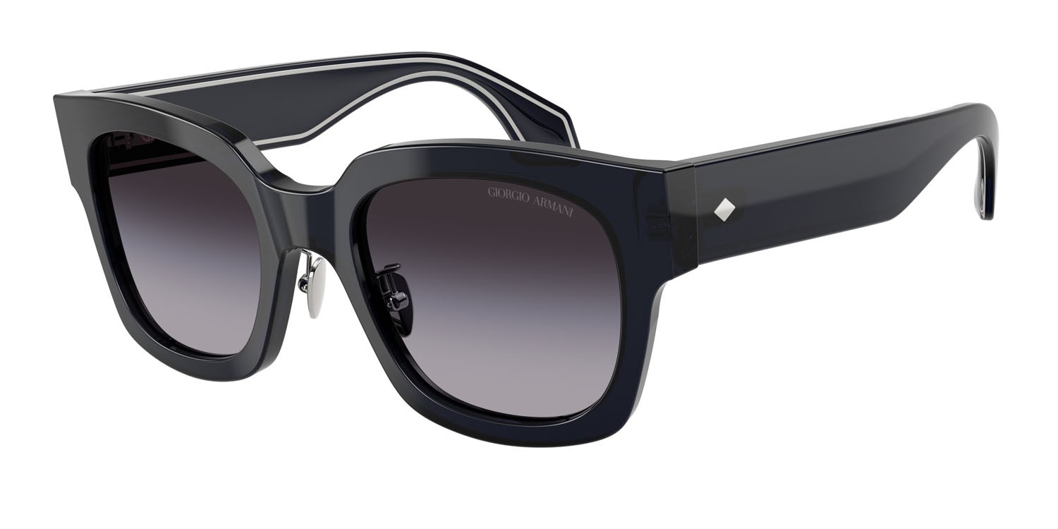 Sunglasses Giorgio Armani AR 8223 (61608G) color blu shape square lenses sfumato grigio